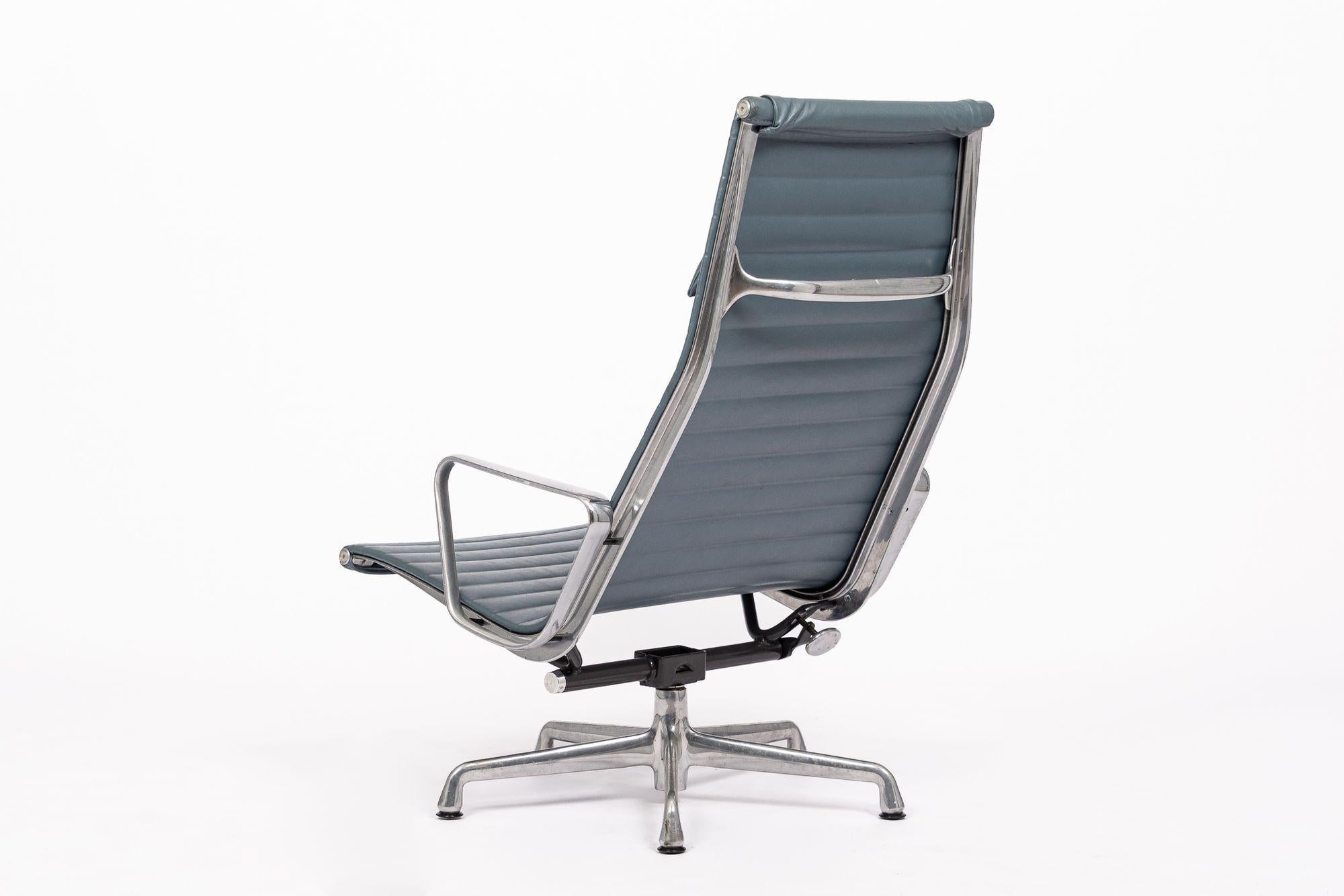 Eames Herman Miller Blue Gray Leather Office Lounge Chair - 2 Available For Sale 5