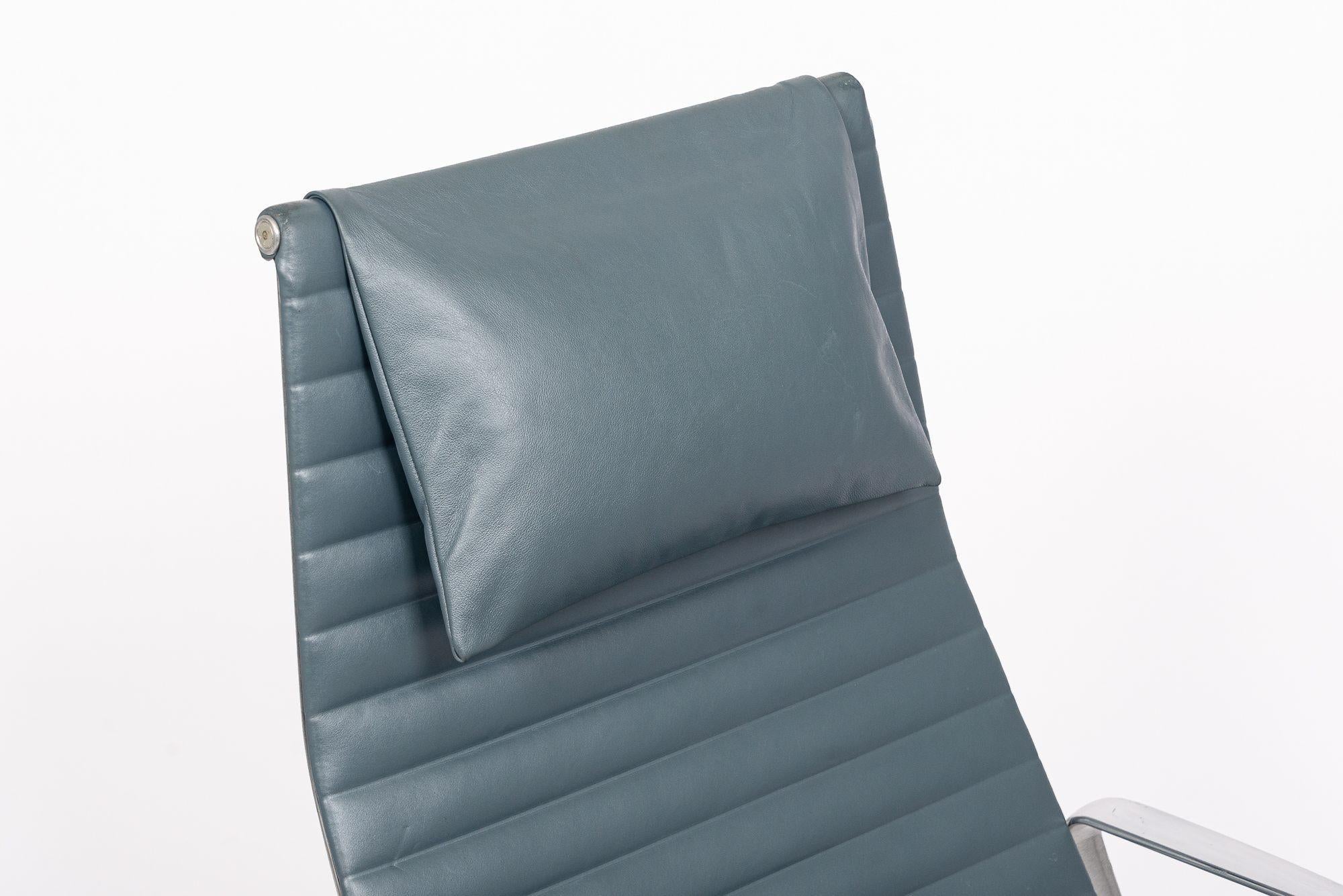 Eames Herman Miller Blue Gray Leather Office Lounge Chair - 2 Available For Sale 7