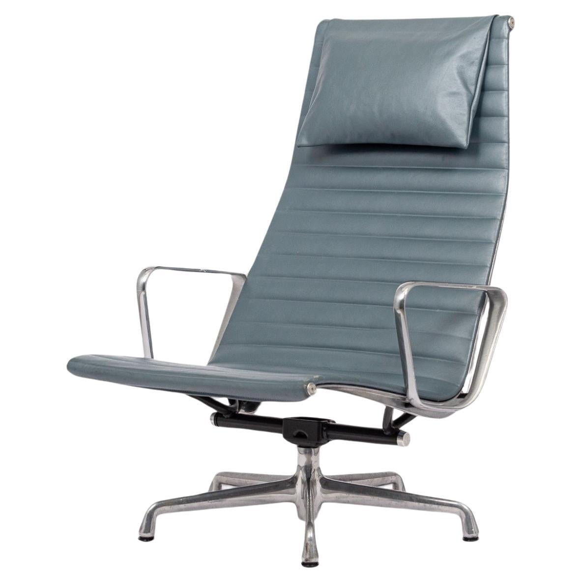 Eames Herman Miller Blue Gray Leather Office Lounge Chair - 2 Available