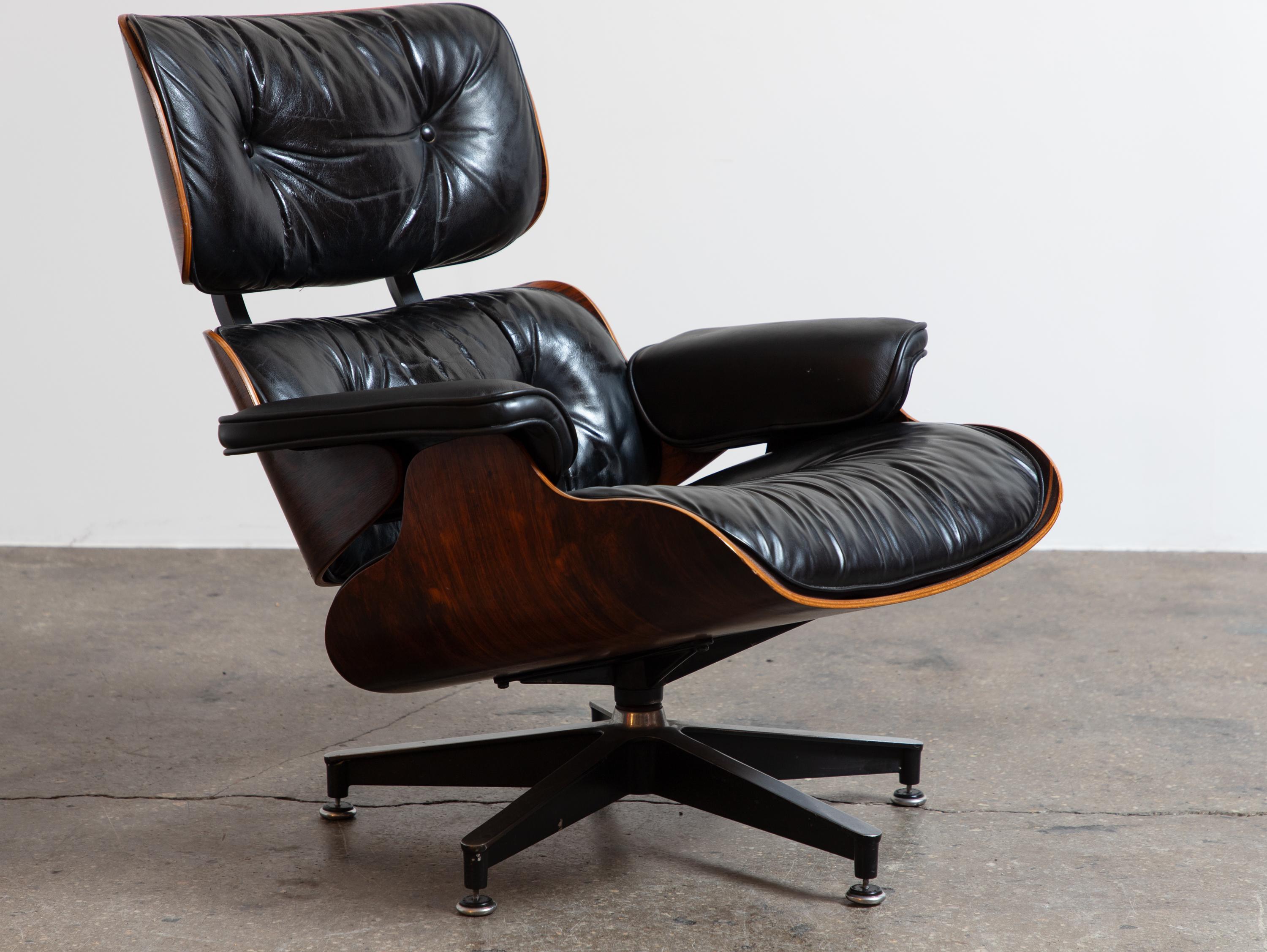 Mid-Century Modern Eames Herman Miller Brazilian Rosewood 670 Lounge Chair and 671 Ottoman