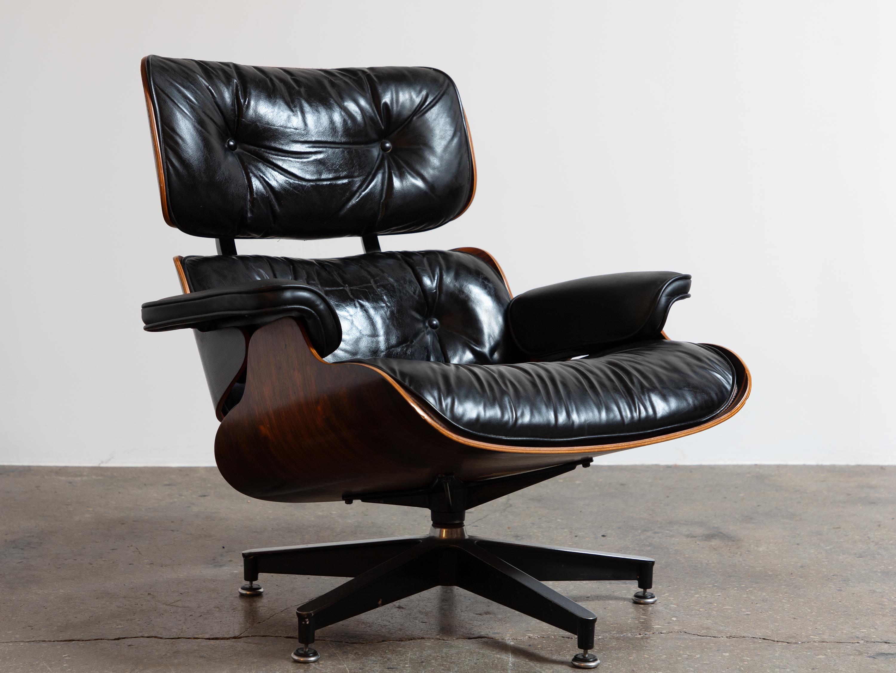 Late 20th Century Eames Herman Miller Brazilian Rosewood 670 Lounge Chair and 671 Ottoman