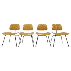 Eames Herman Miller DCM Chairs in Calico Ash and Black Frames