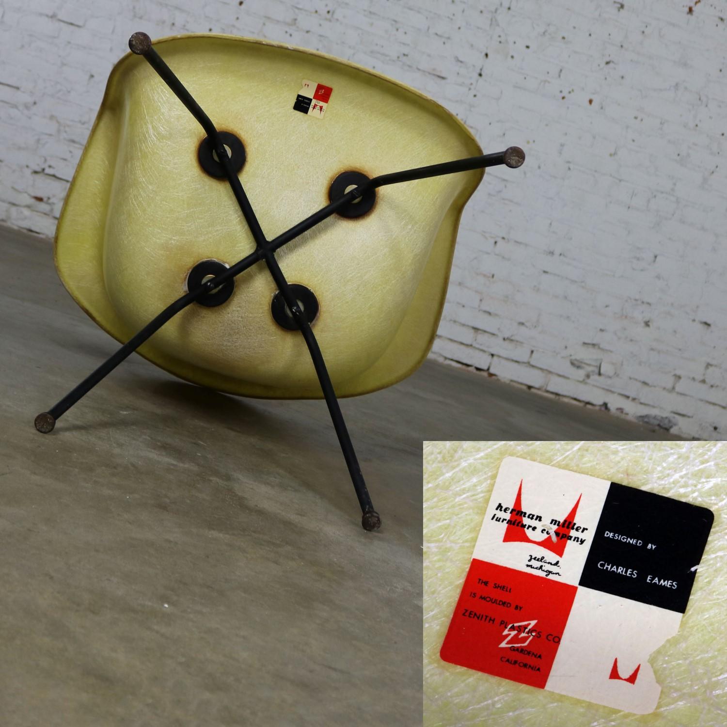 Eames Herman Miller LAX Fiberglass Arm Shell Chair X Base Zenith Rope Edge For Sale 3