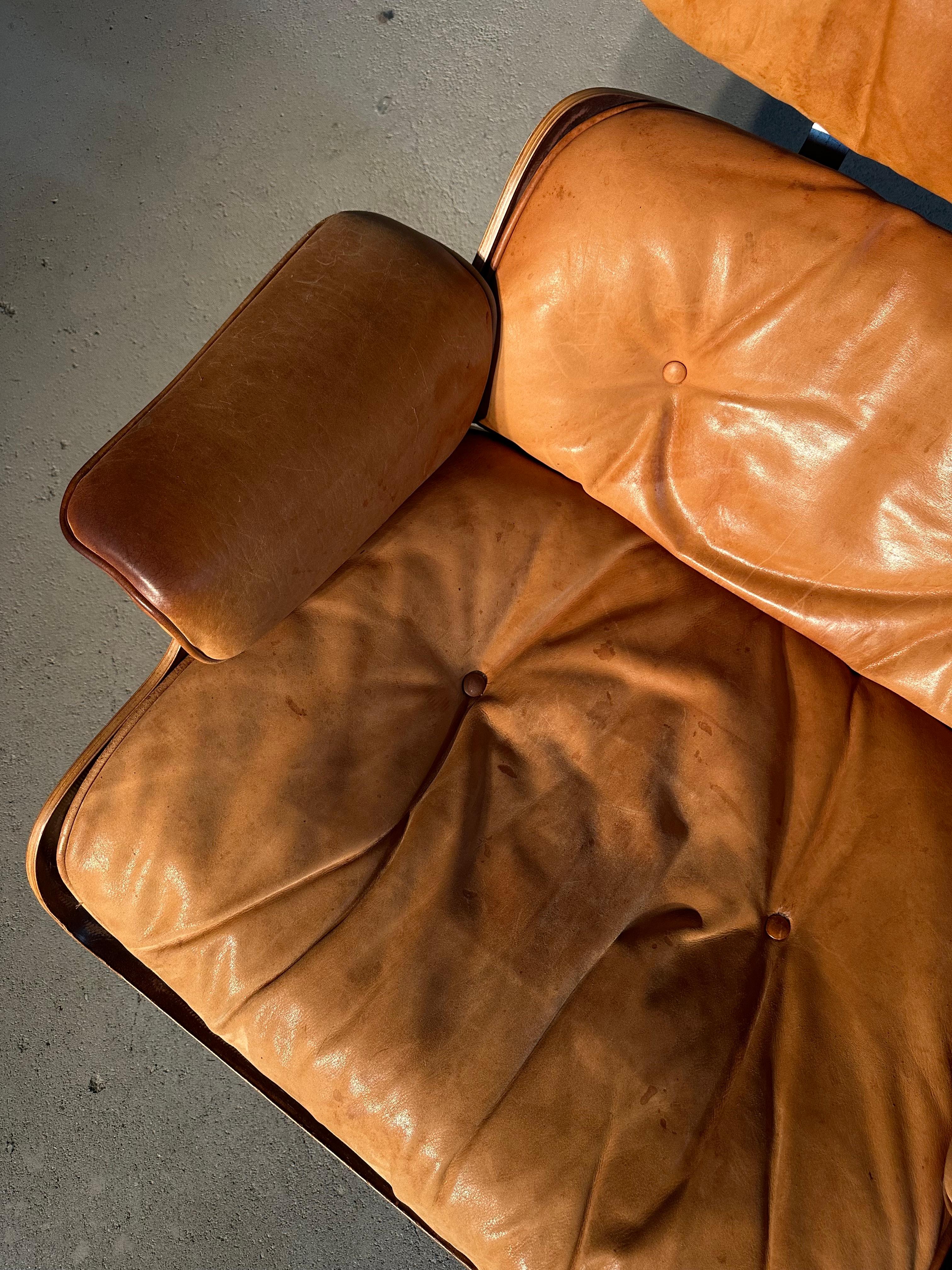 Mid-Century Modern Eames Herman Miller Lounge Chairs + Ottoman