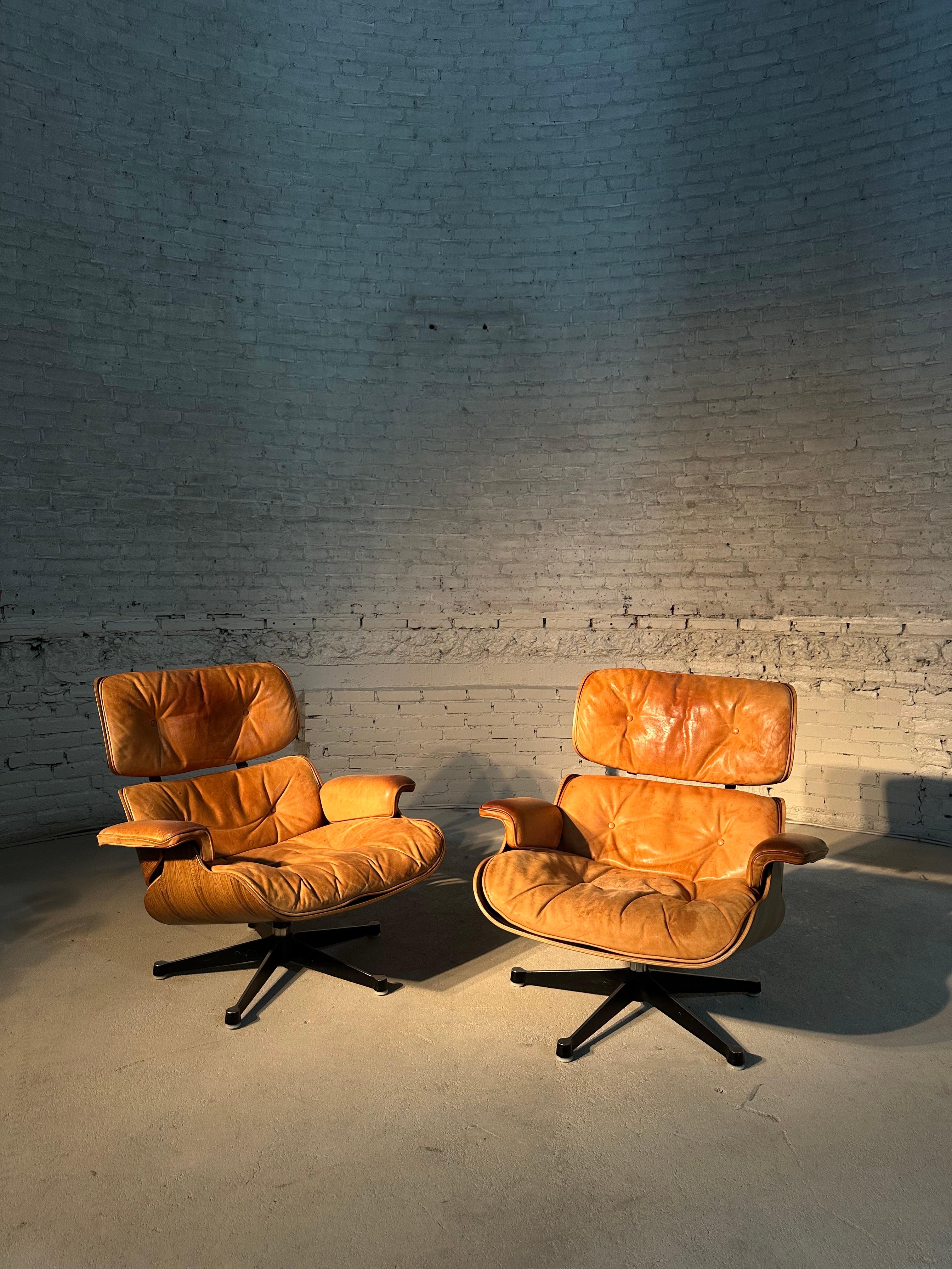 Palisander Eames Herman Miller Lounge Chairs + Ottoman