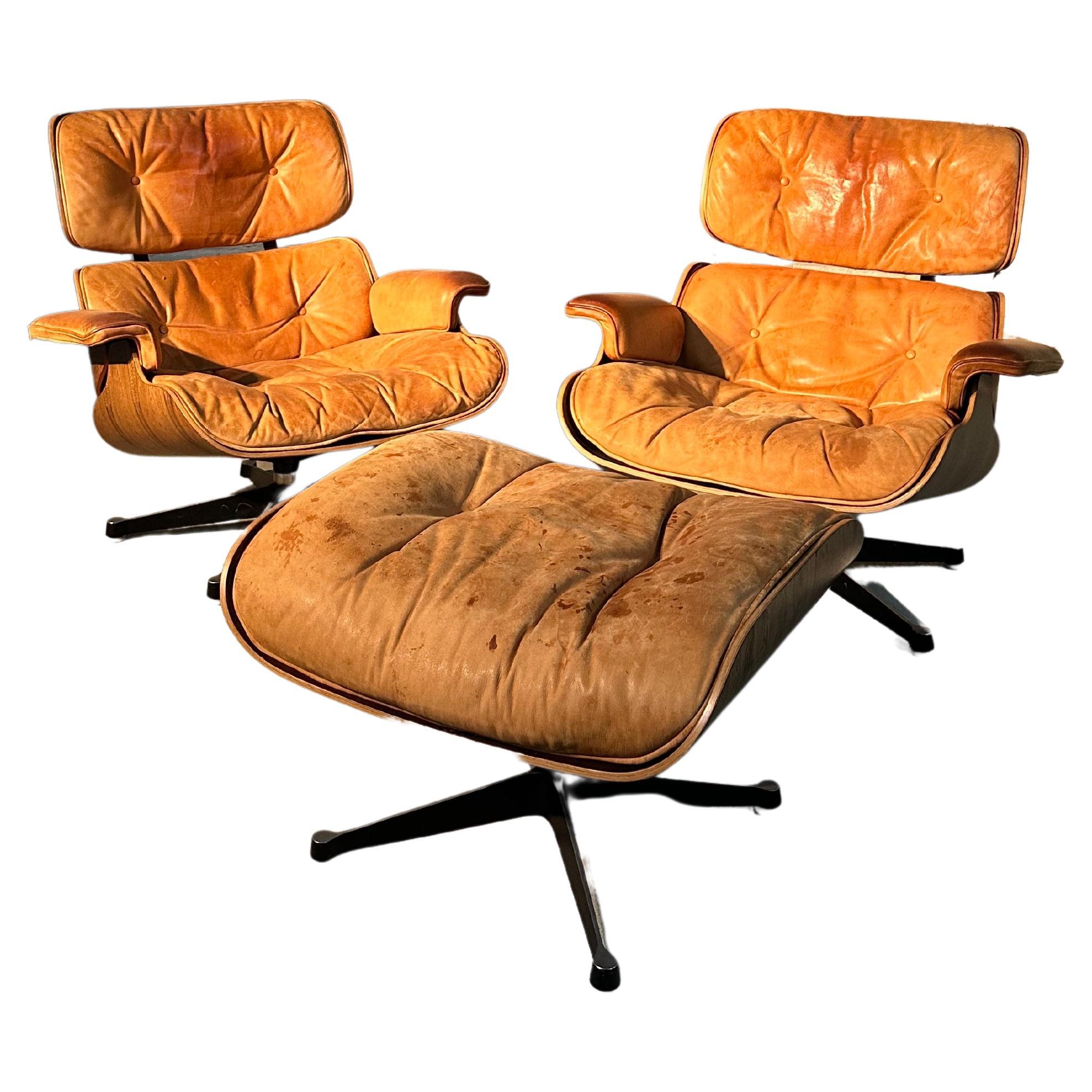 Eames Herman Miller Lounge Chairs + Ottoman