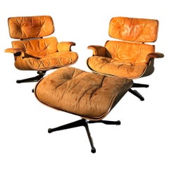 Vintage Eames Herman Miller Lounge Chairs + Ottoman