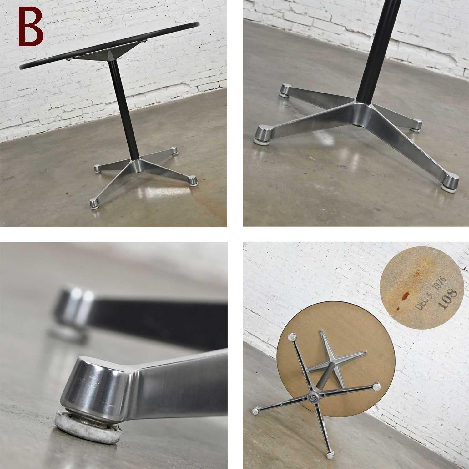 Eames Herman Miller MCM Aluminum Group Tables Contract Base Black & White  In Good Condition For Sale In Topeka, KS