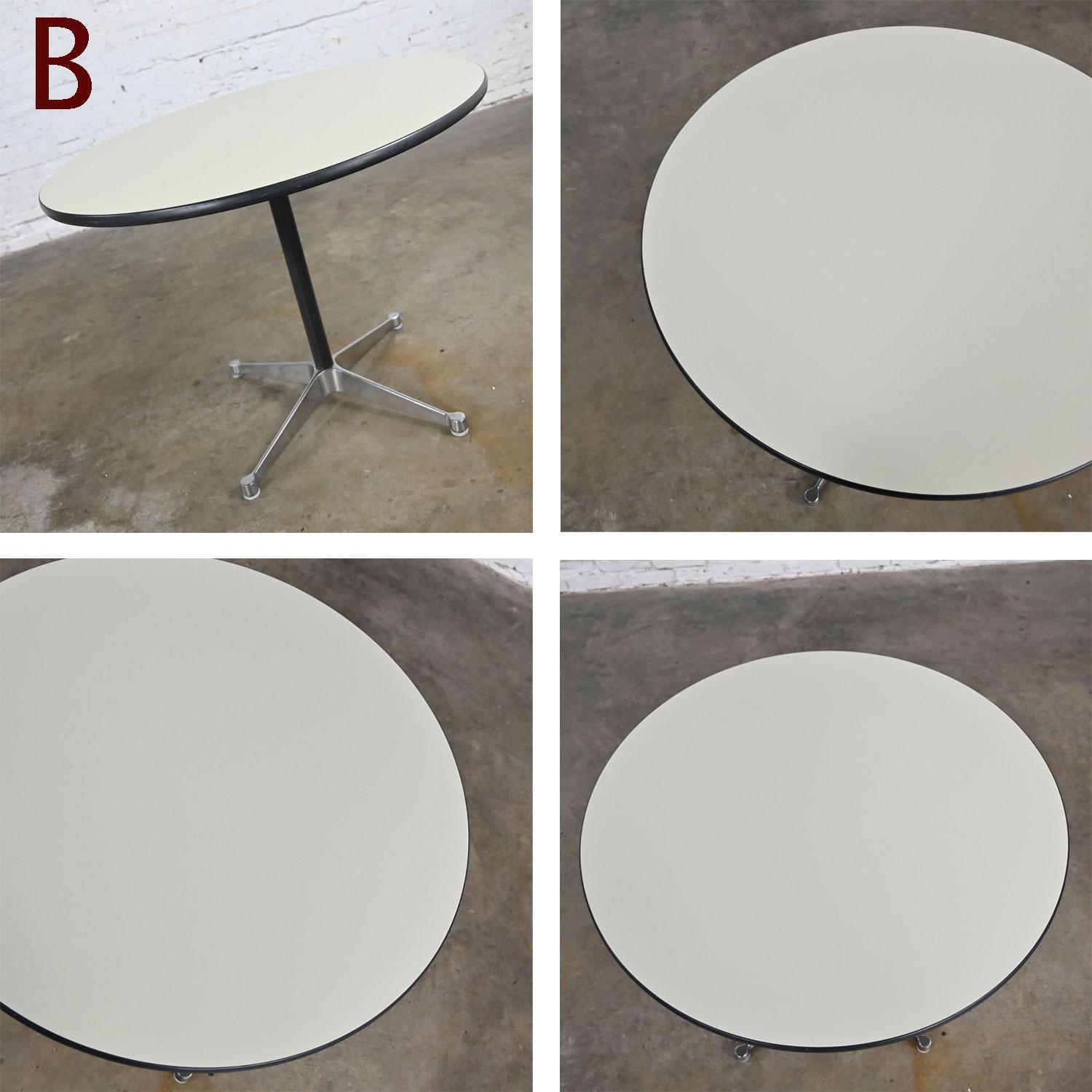 20th Century Eames Herman Miller MCM Aluminum Group Tables Contract Base Black & White  For Sale