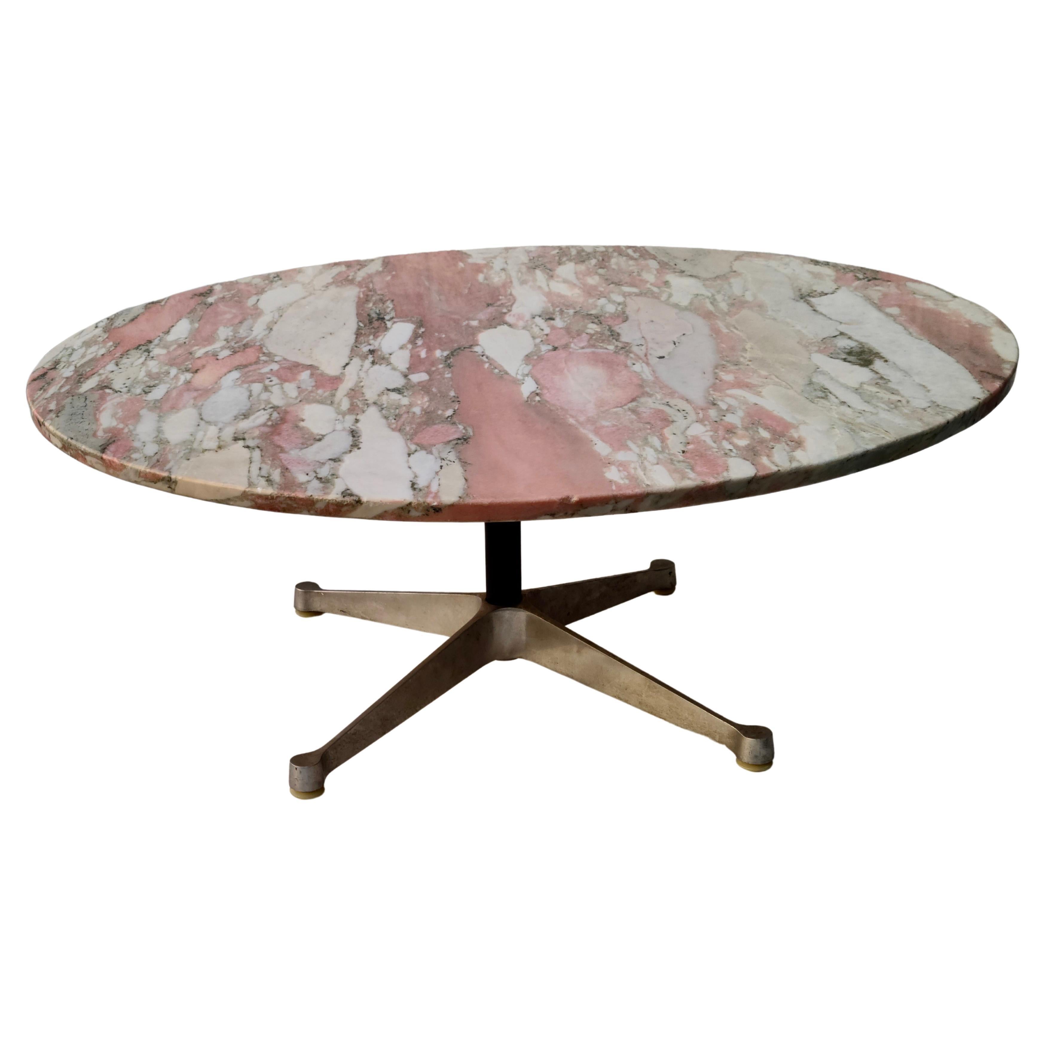 Eames Aluminum Group Coffee Table.
Pink Marble Top.

