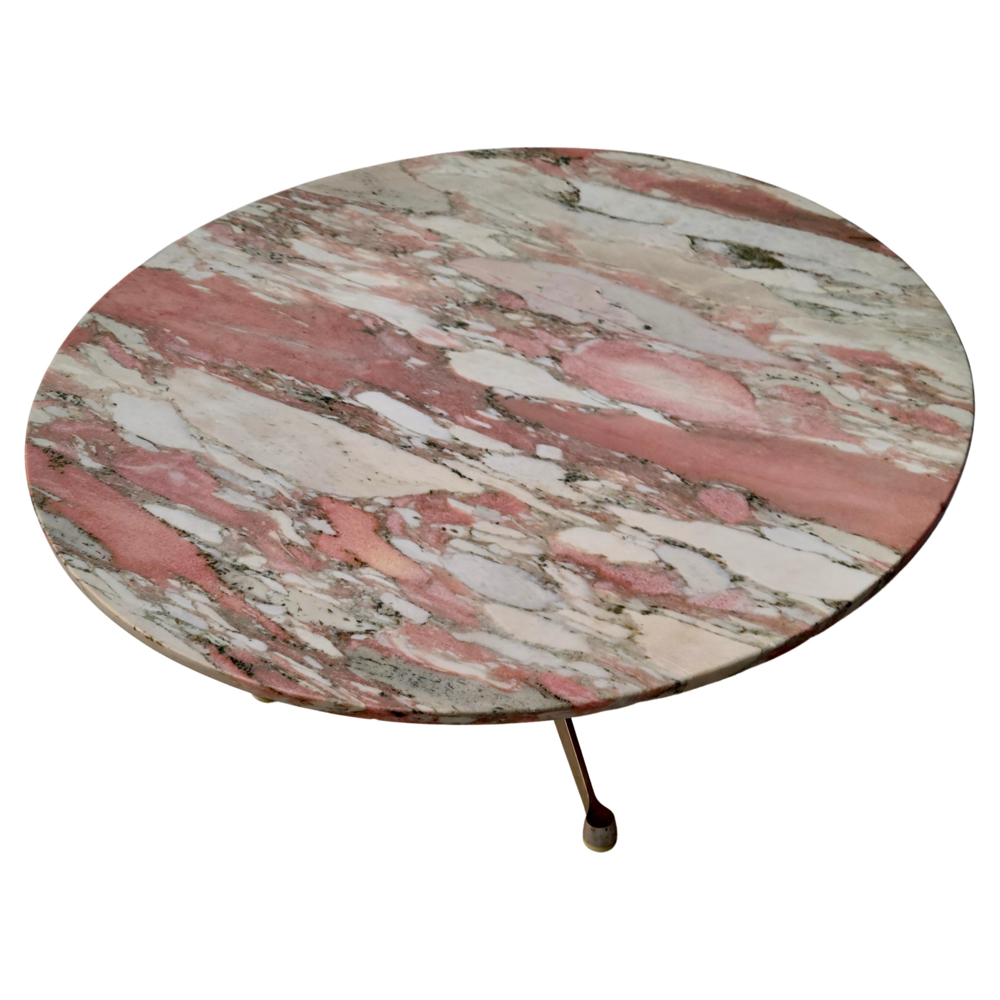 Eames Herman Miller Pink Marble Aluminum Group Coffee Table. In Good Condition In Fraser, MI