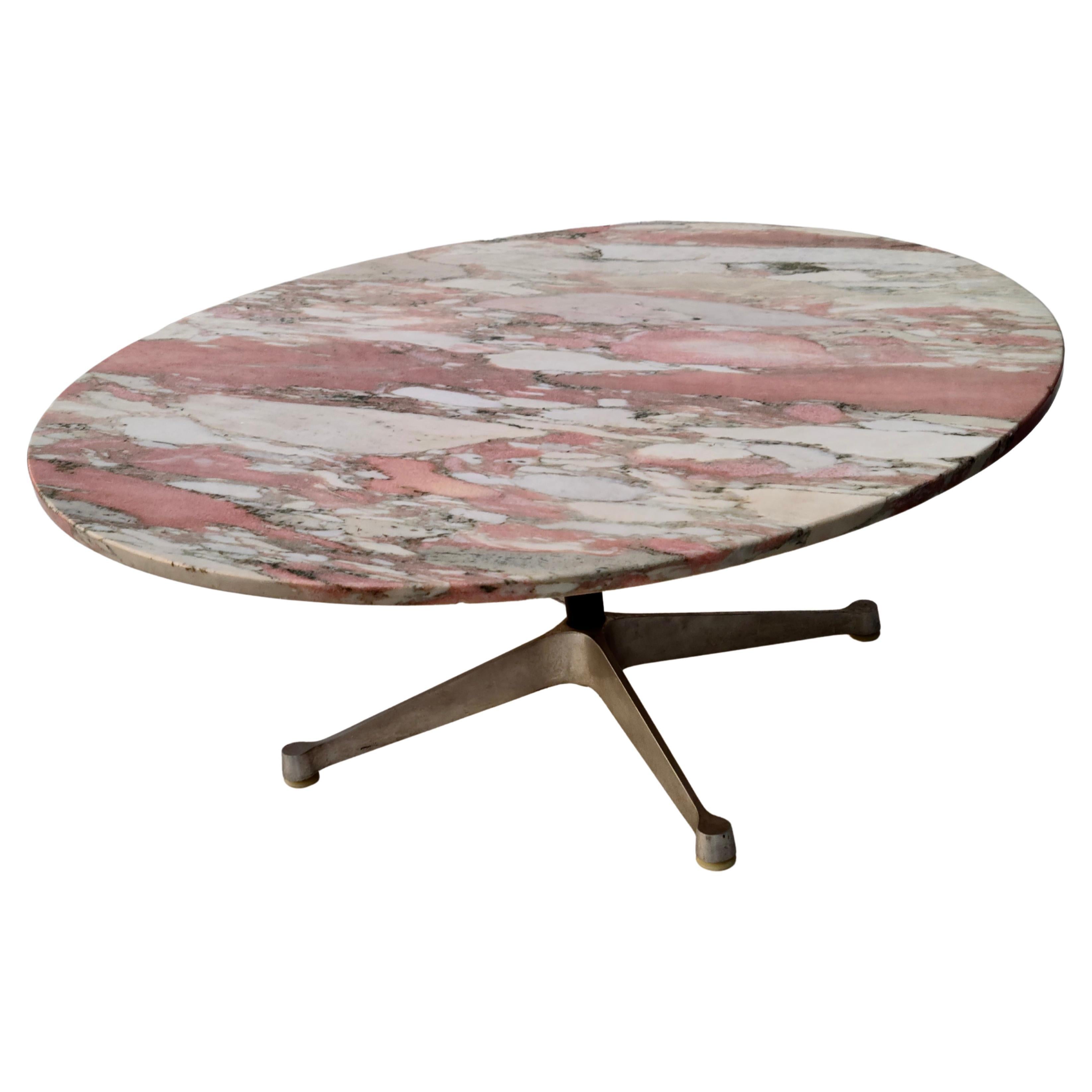 Eames Herman Miller Pink Marble Aluminum Group Coffee Table. 2