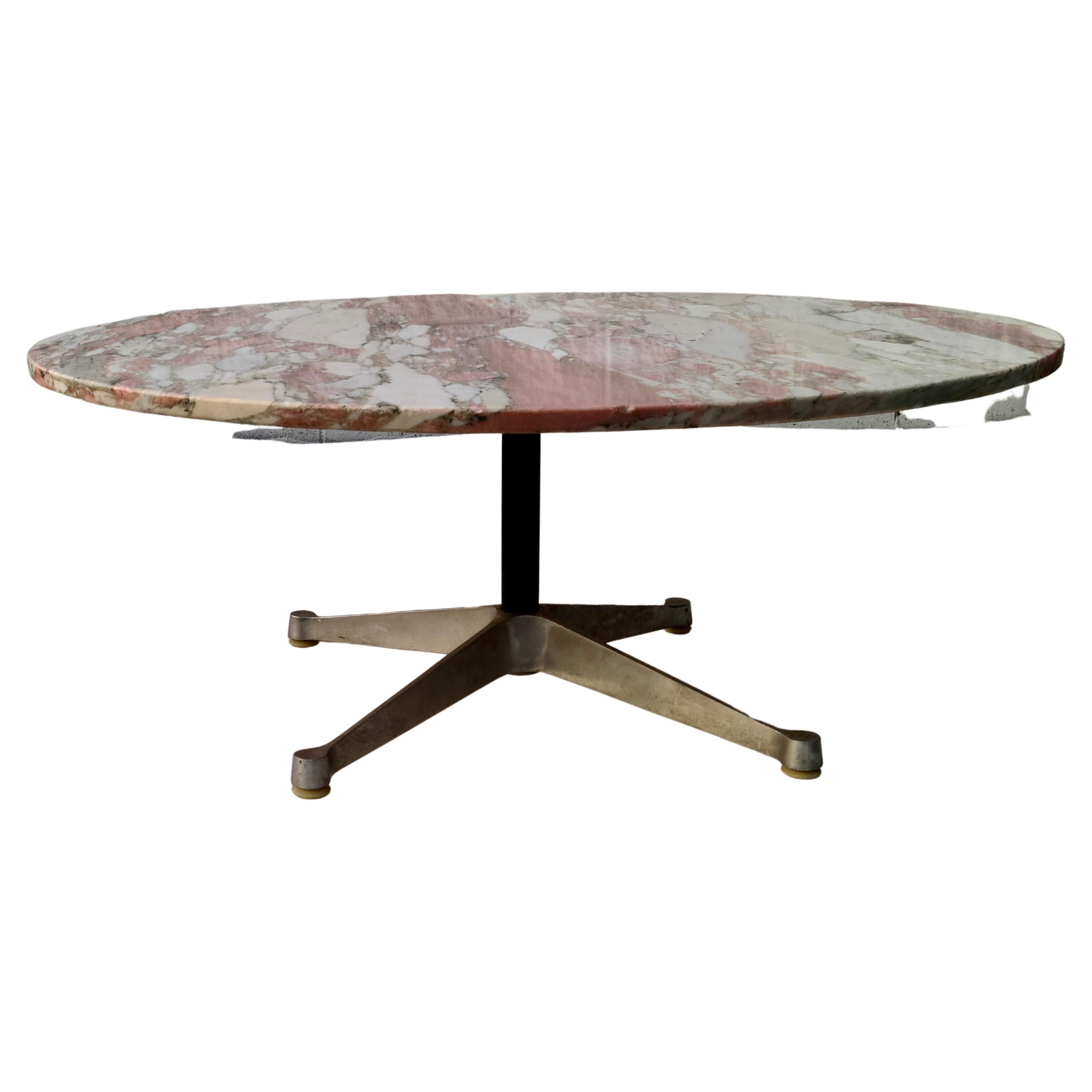 Eames Herman Miller Pink Marble Aluminum Group Coffee Table. 3
