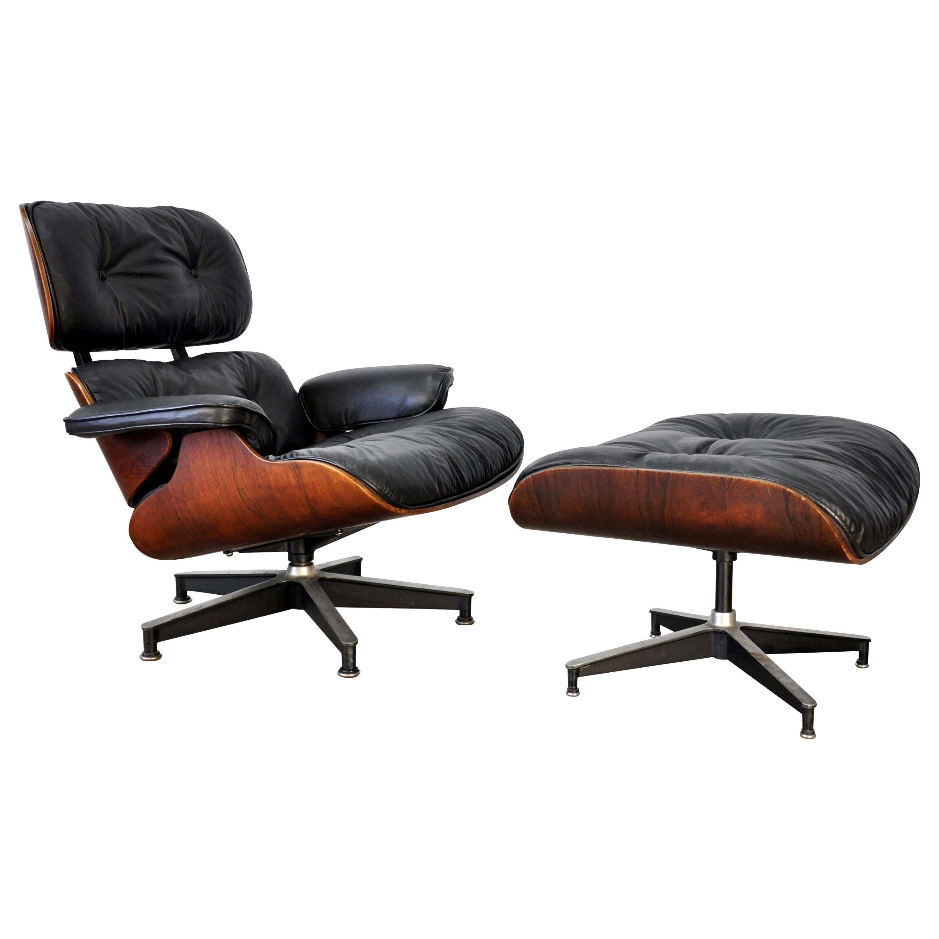 Eames Herman Miller First Generation Rosewood Lounge Chair and Ottoman