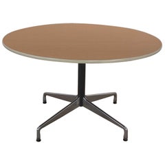Eames Herman Miller Round Table Universal Base Wood Grain Laminate Top
