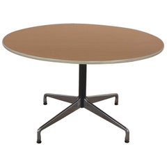 Eames Herman Miller Round Table Universal Base Wood Grain Laminate Top