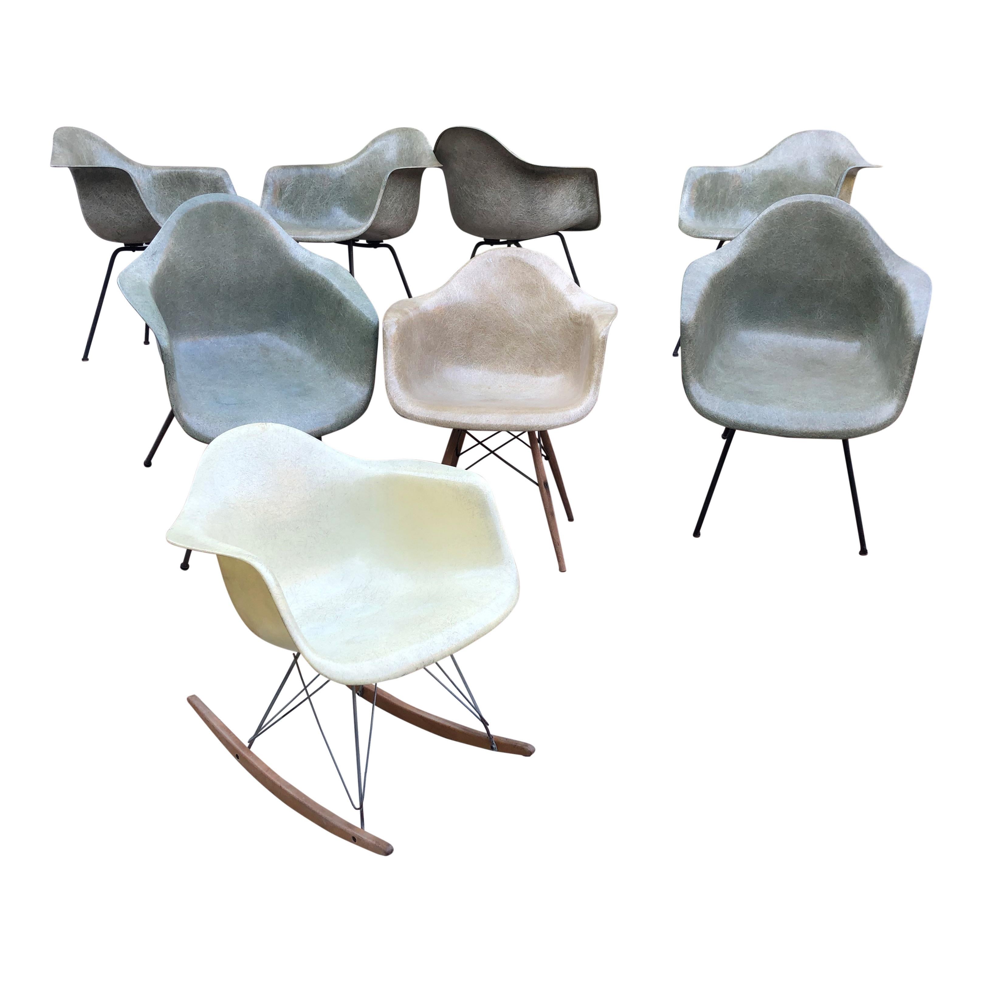 6 Eames Herman Miller Seafoam Green Zenith DAX Chair, Midcentury Collectible 1