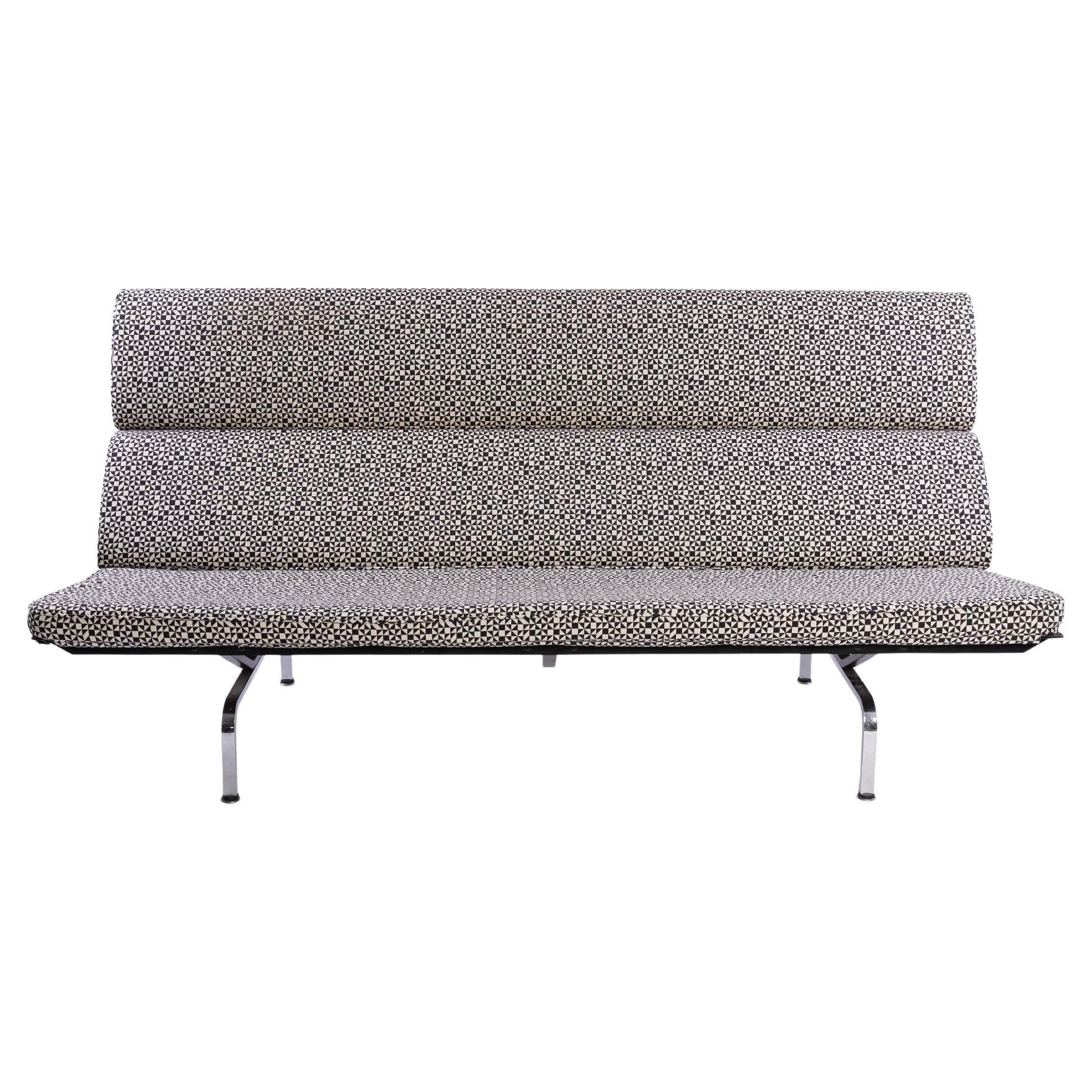 Charles and Ray Eames for Herman Miller compact sofa, circa early 1970s. This example retains its original 'Checker Split' upholstery by Alexander Girard.