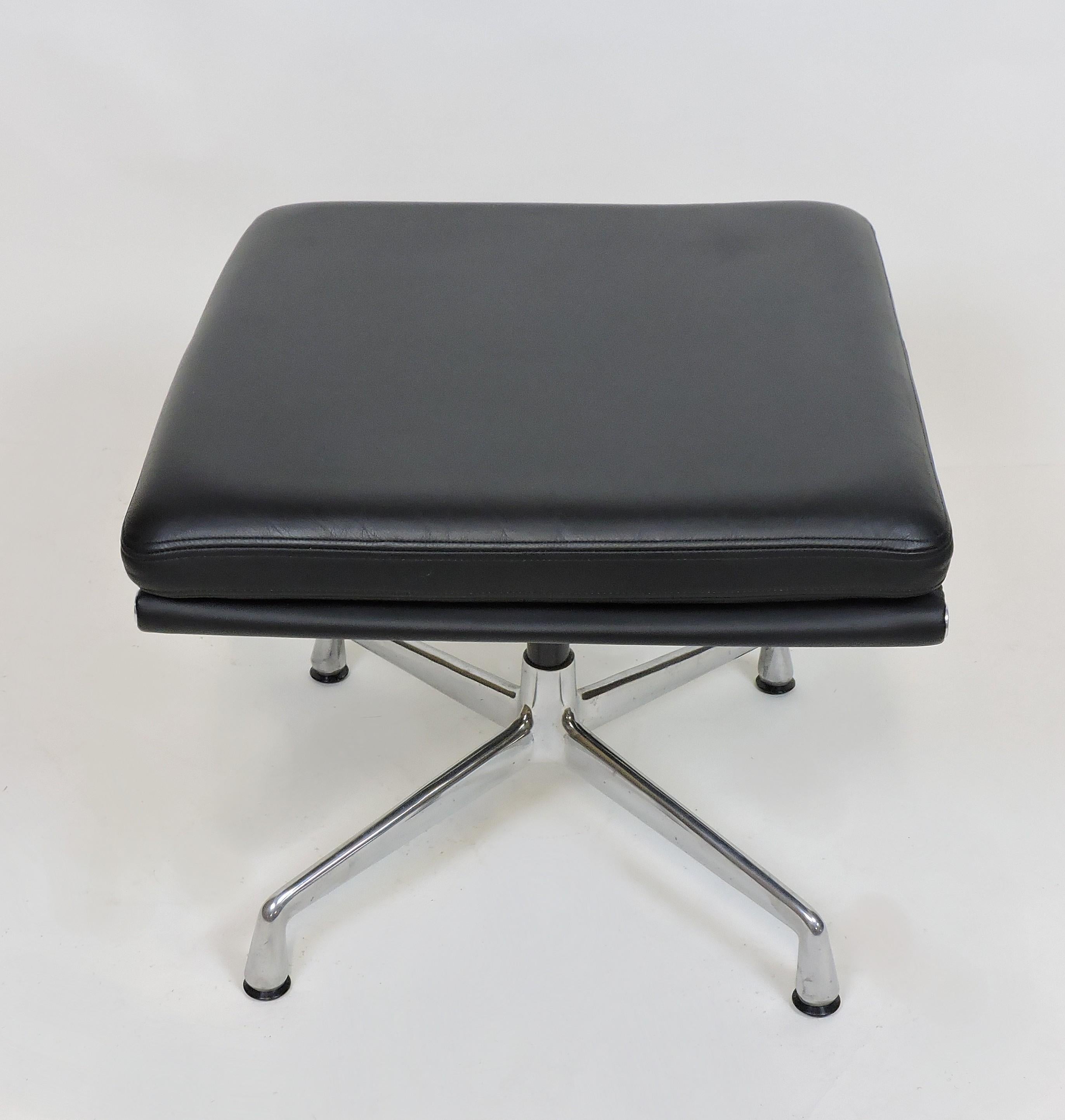 Eames Herman Miller Soft Pad Aluminum Group Leather Foot Stool Ottoman 6