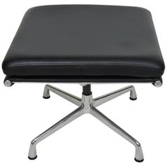 Eames Herman Miller Soft Pad Aluminium Group Leather Foot Stool Ottoman