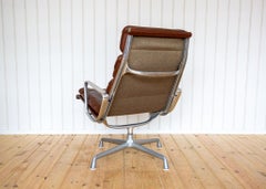 Eames Herman Miller Soft Pad Leather Lounge Chair EA216 Aluminium Armchair 1975
