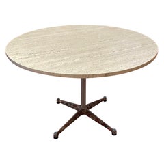 Eames Herman Miller Star Base Aluminum Group Dining Table in Travertine