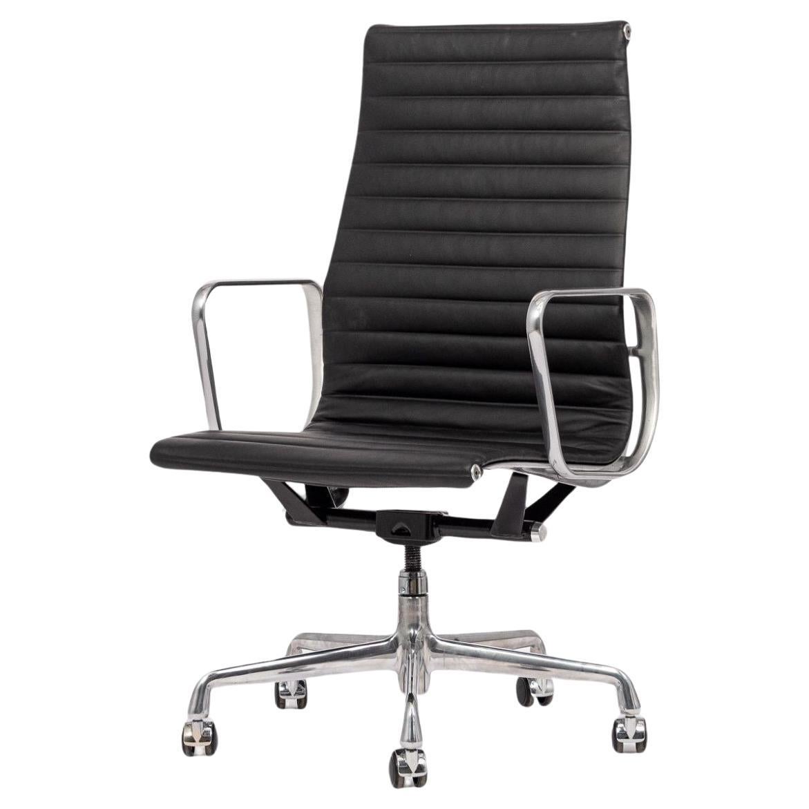 Eames Herman Miller Tall Black Leather Desk Chair Executive Thin Pad