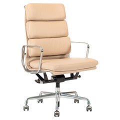 Eames Herman Miller Tall Cream Leather Office Chair Aluminum Group