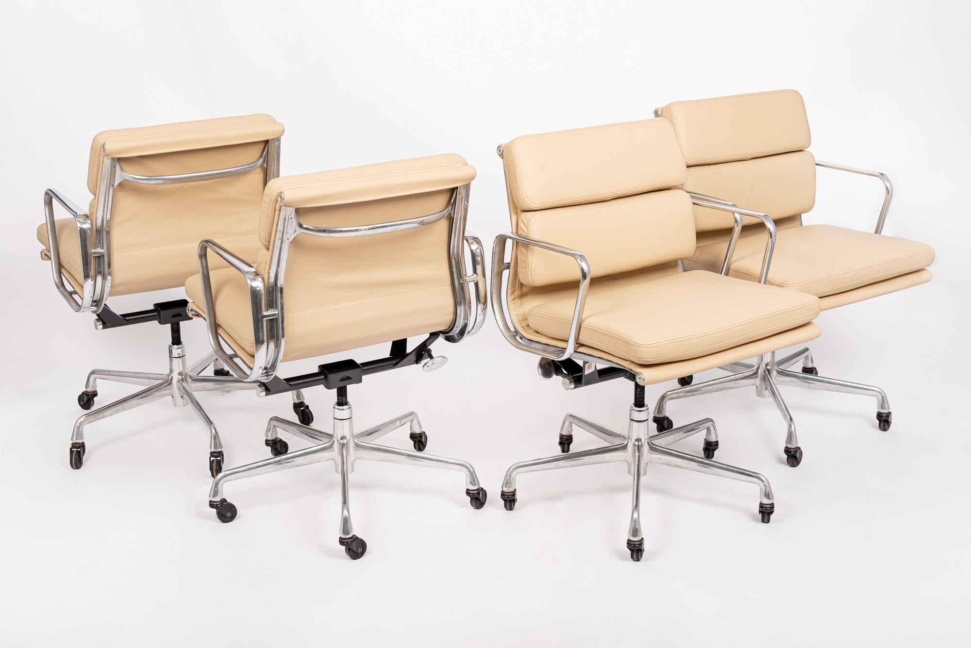 Eames Herman Miller Tan Leather Desk Chairs 2000s Set of 4 5
