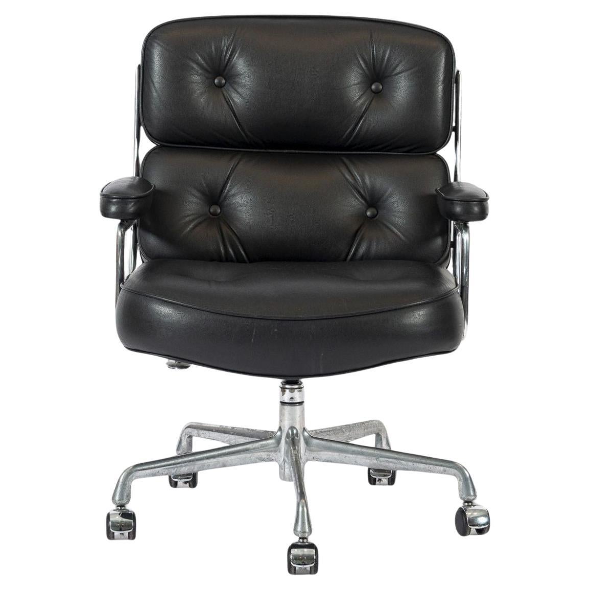 Eames Herman Miller Time Life Bürostuhl aus schwarzem Leder