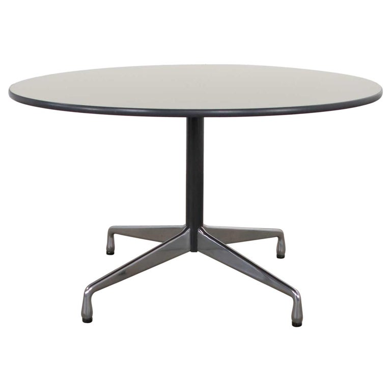 Eames Herman Miller Universal Base Round Table Off White Laminate Top For Sale At 1stdibs