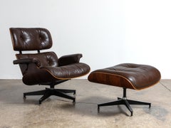 Eames Herman Miller Vintage Rosewood 670 Lounge Chair and Ottoman Brown 1970s