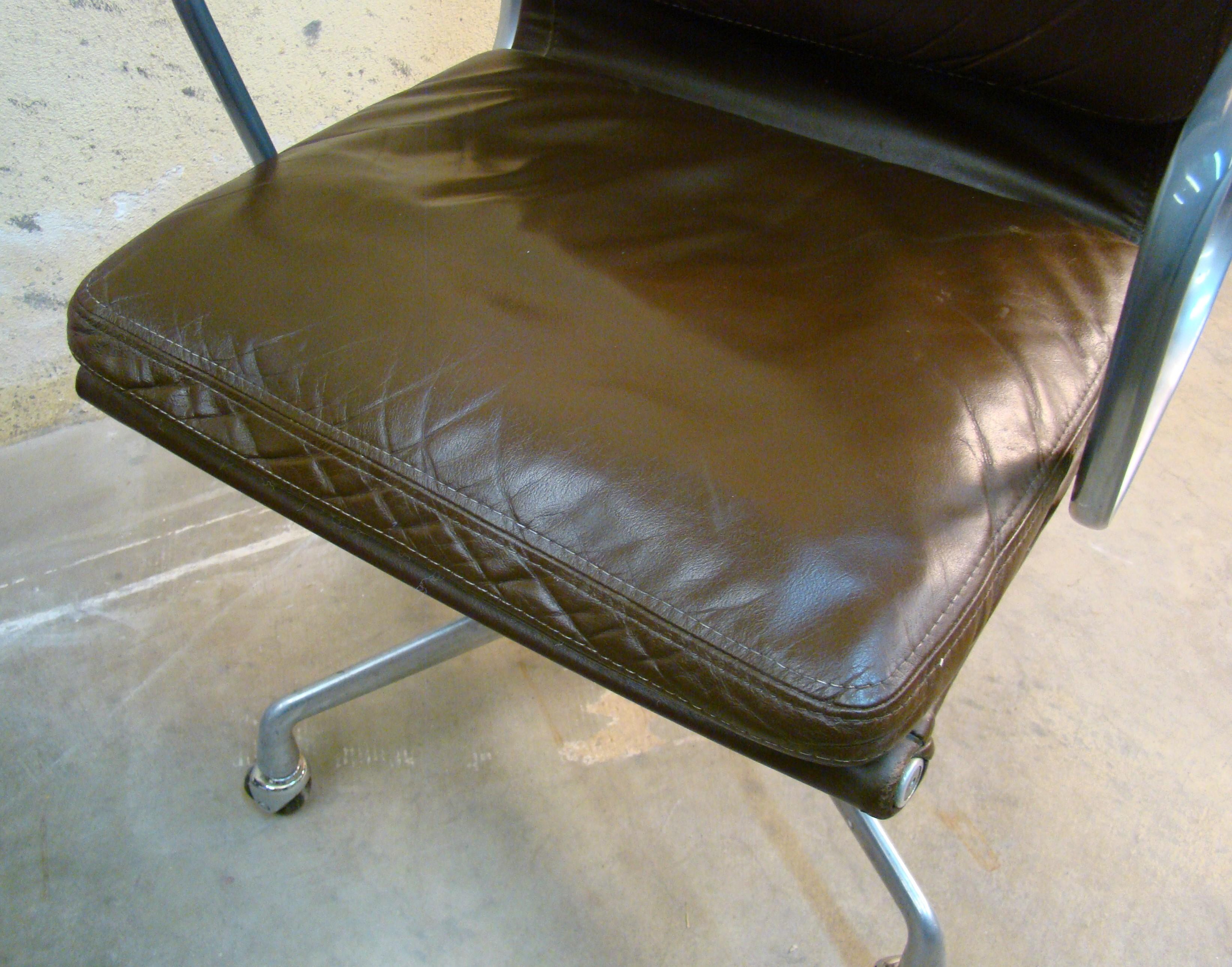 Eames Highback Softpad Management Chairs in Brown Leather for Herman Miller USA 4