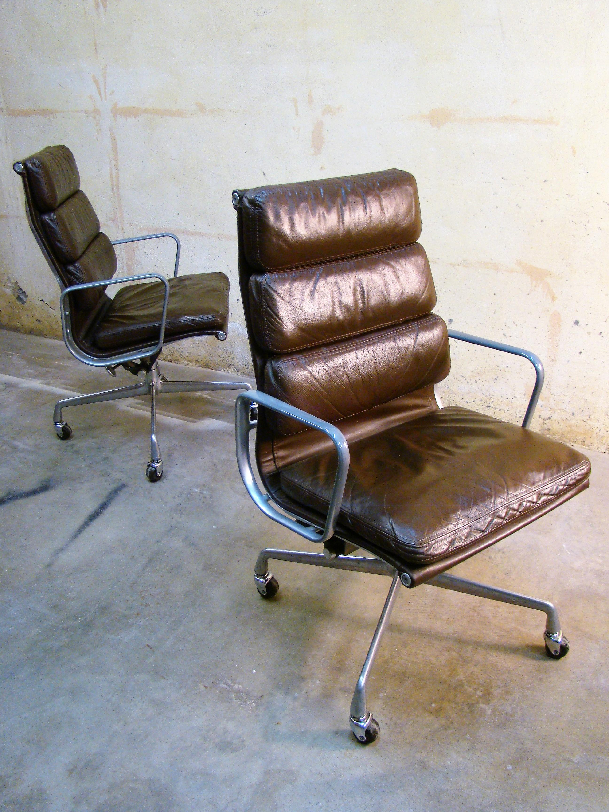 Eames Highback Softpad Management Chairs in Brown Leather for Herman Miller USA 12