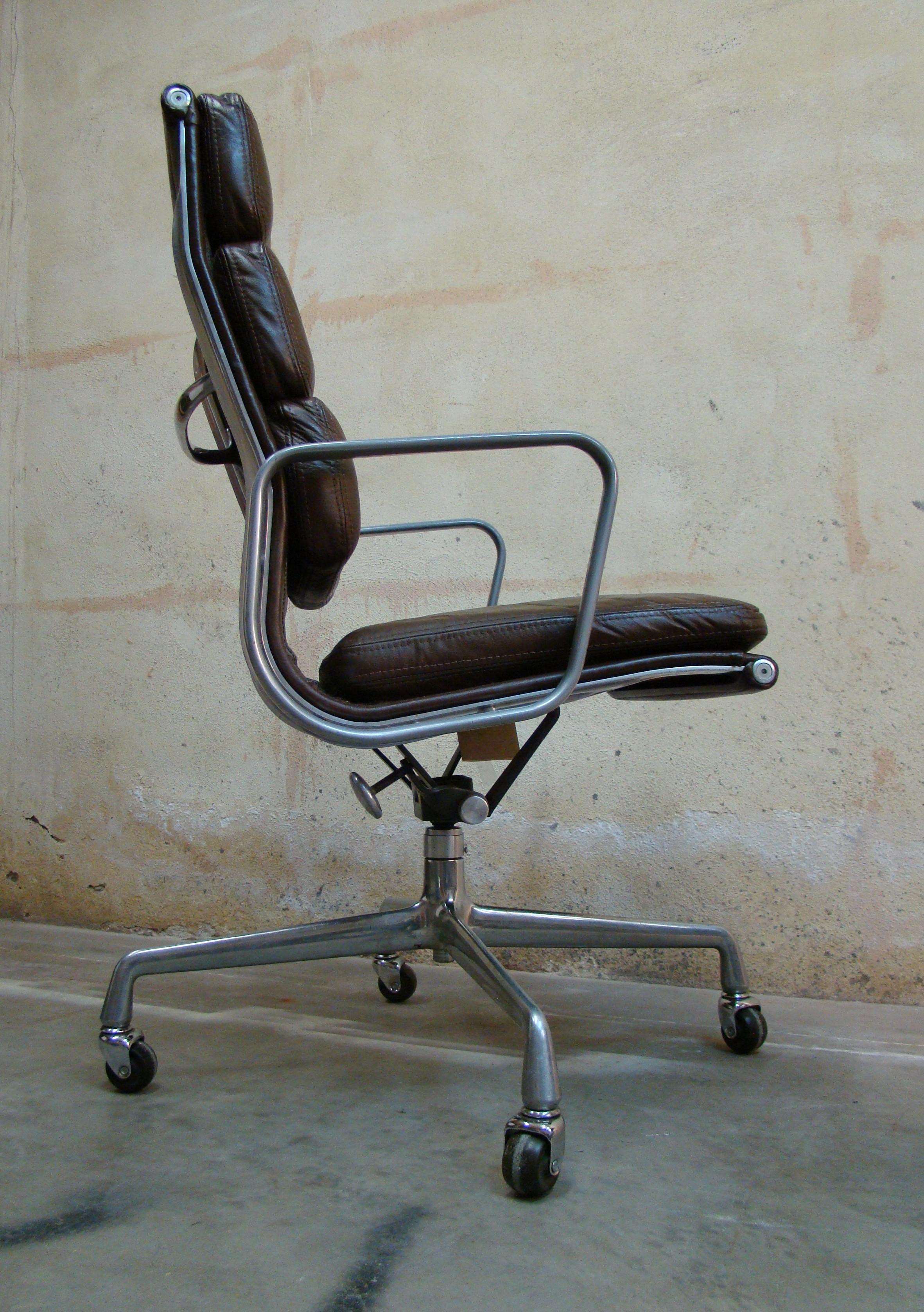 Eames Highback Softpad Management Chairs in Brown Leather for Herman Miller USA 13