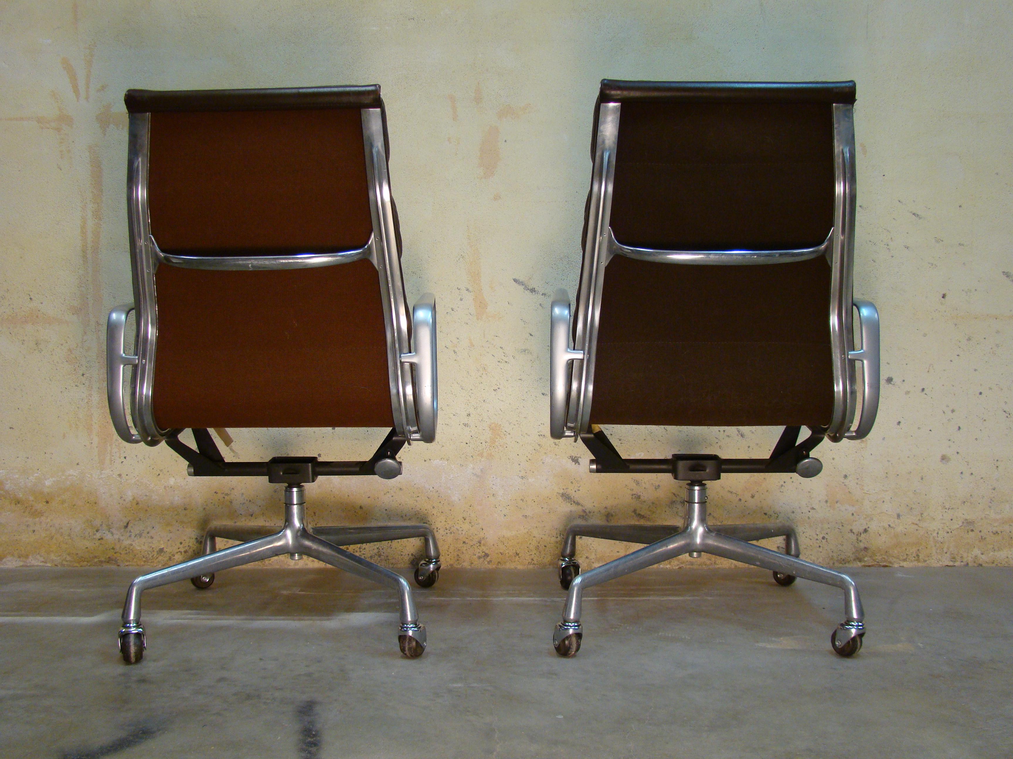 Eames Highback Softpad Management Chairs in Brown Leather for Herman Miller USA 1