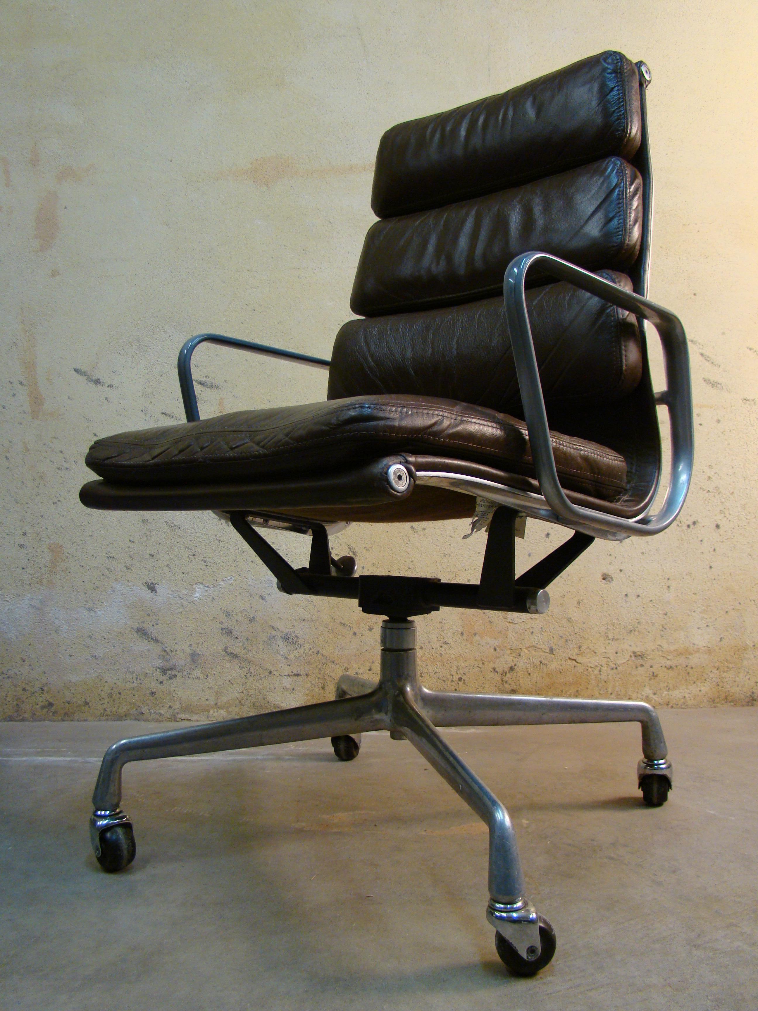 Eames Highback Softpad Management Chairs in Brown Leather for Herman Miller USA 2