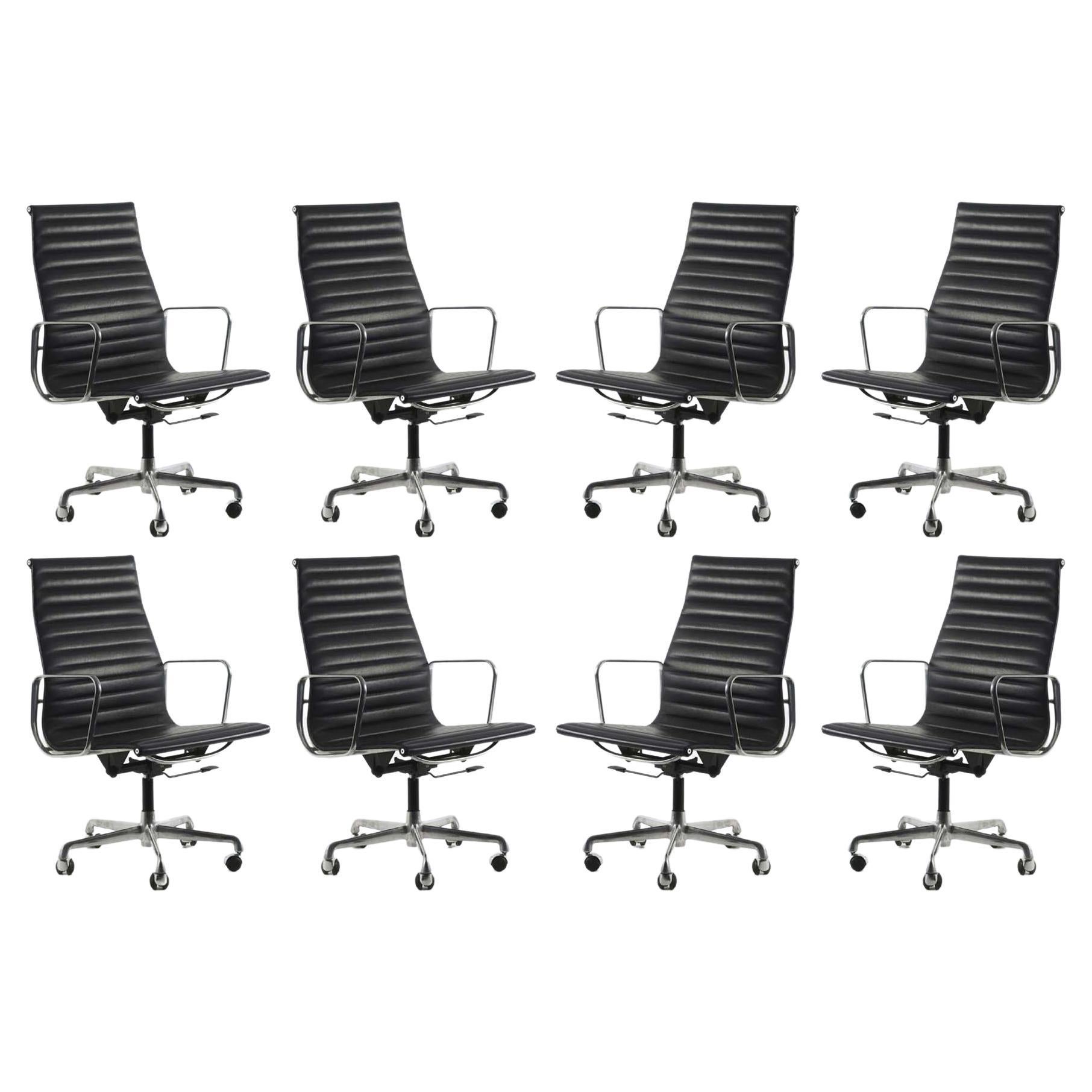 Eames ICF 'Aluminum Group' Highback Arm Chairs Set of 8 Eight MCM Classics