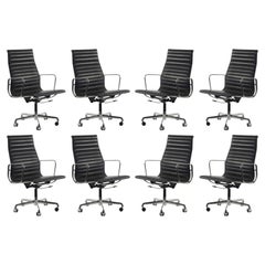 Eames ICF 'Aluminum Group' Highback Arm Chairs Set of 8 Eight MCM Classics
