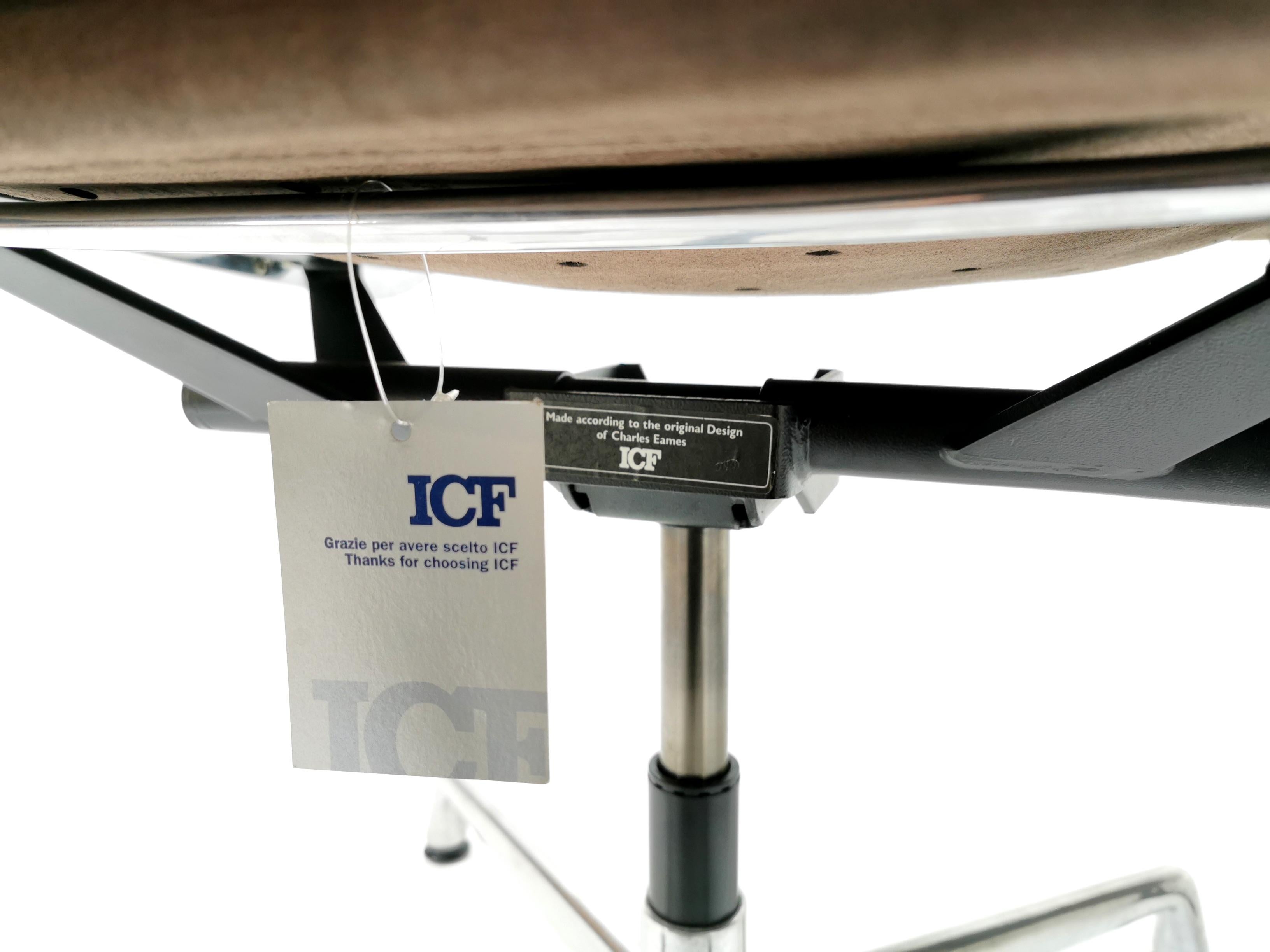 20th Century Eames ICF Soft Pad Aluminum Swivel Desk Armchair Midcentury