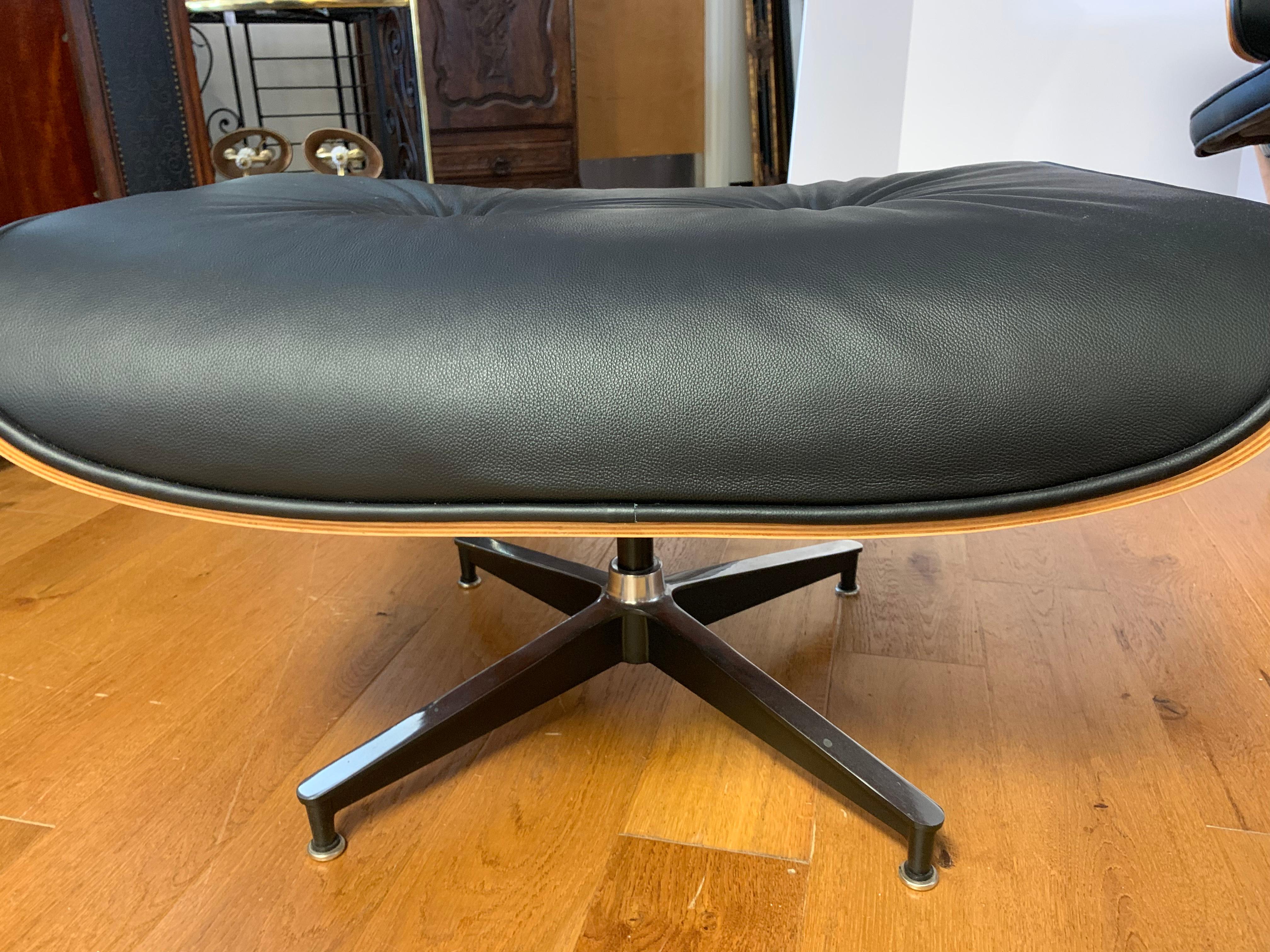 Contemporary Eames Iconic Herman Miller Style Lounge Chair and Ottoman Black Leather
