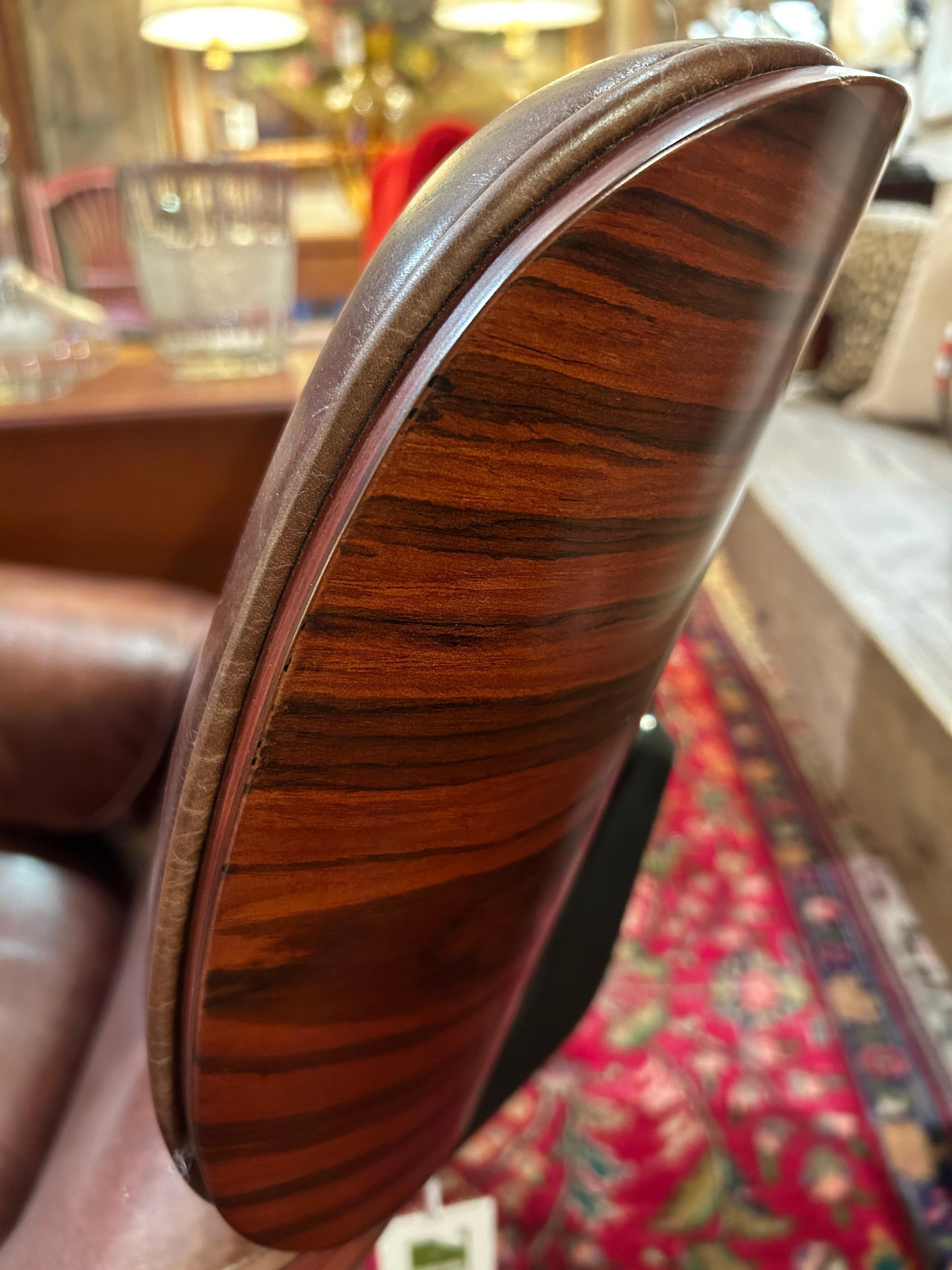 Eames Inspired Regina Andrews Leather & Hardwood Laminate Lounge Chair & Ottoman 3