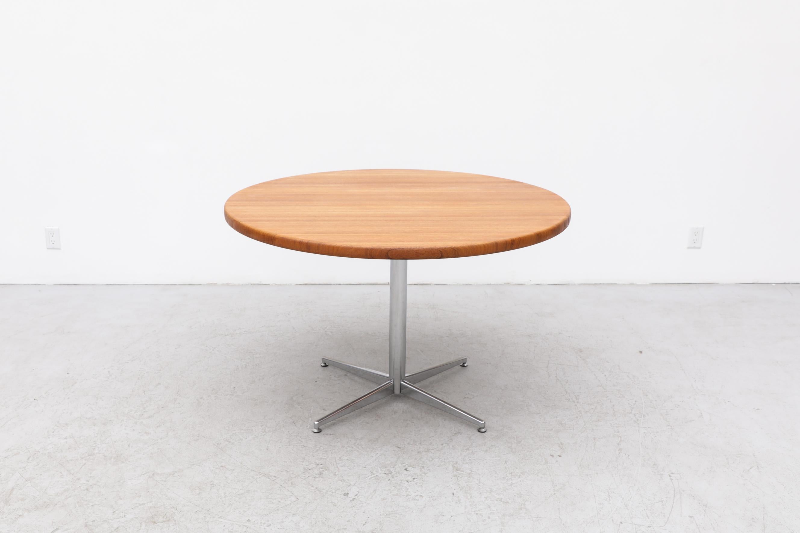 Mid-Century Modern Herman Miller Inspired Solid Wood Topped Mid-Century Pedestal Table