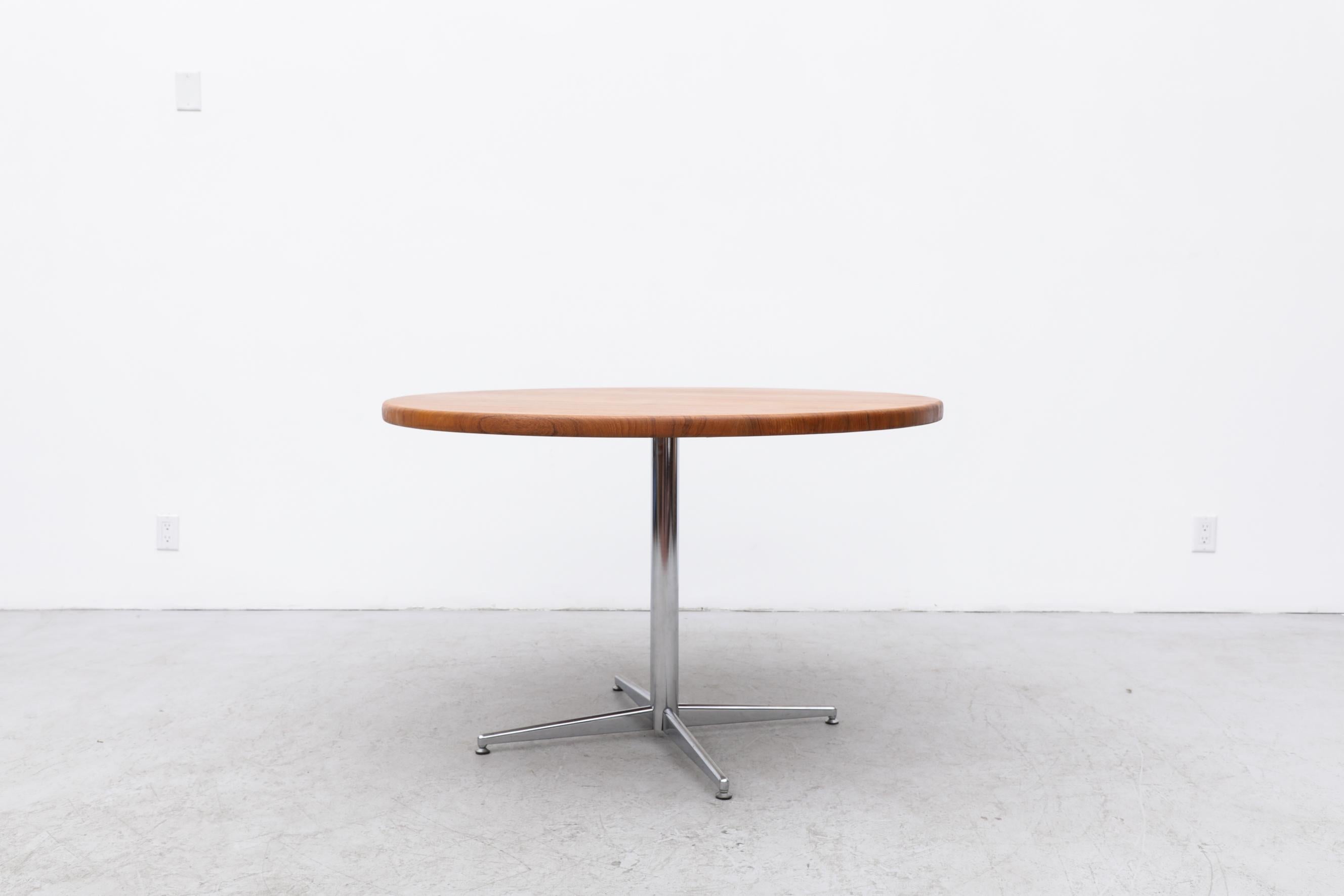 Dutch Herman Miller Inspired Solid Wood Topped Mid-Century Pedestal Table