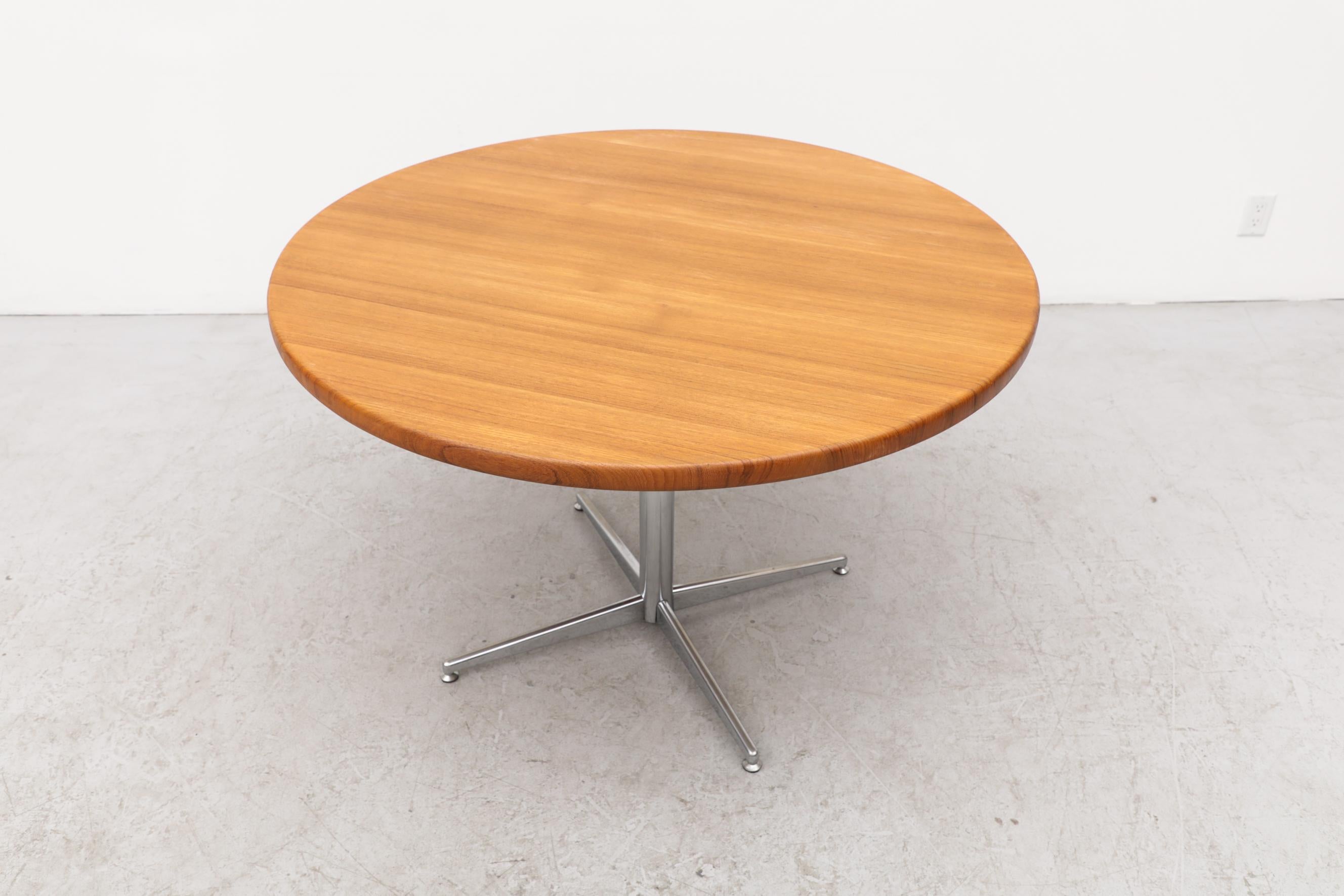 Late 20th Century Herman Miller Inspired Solid Wood Topped Mid-Century Pedestal Table