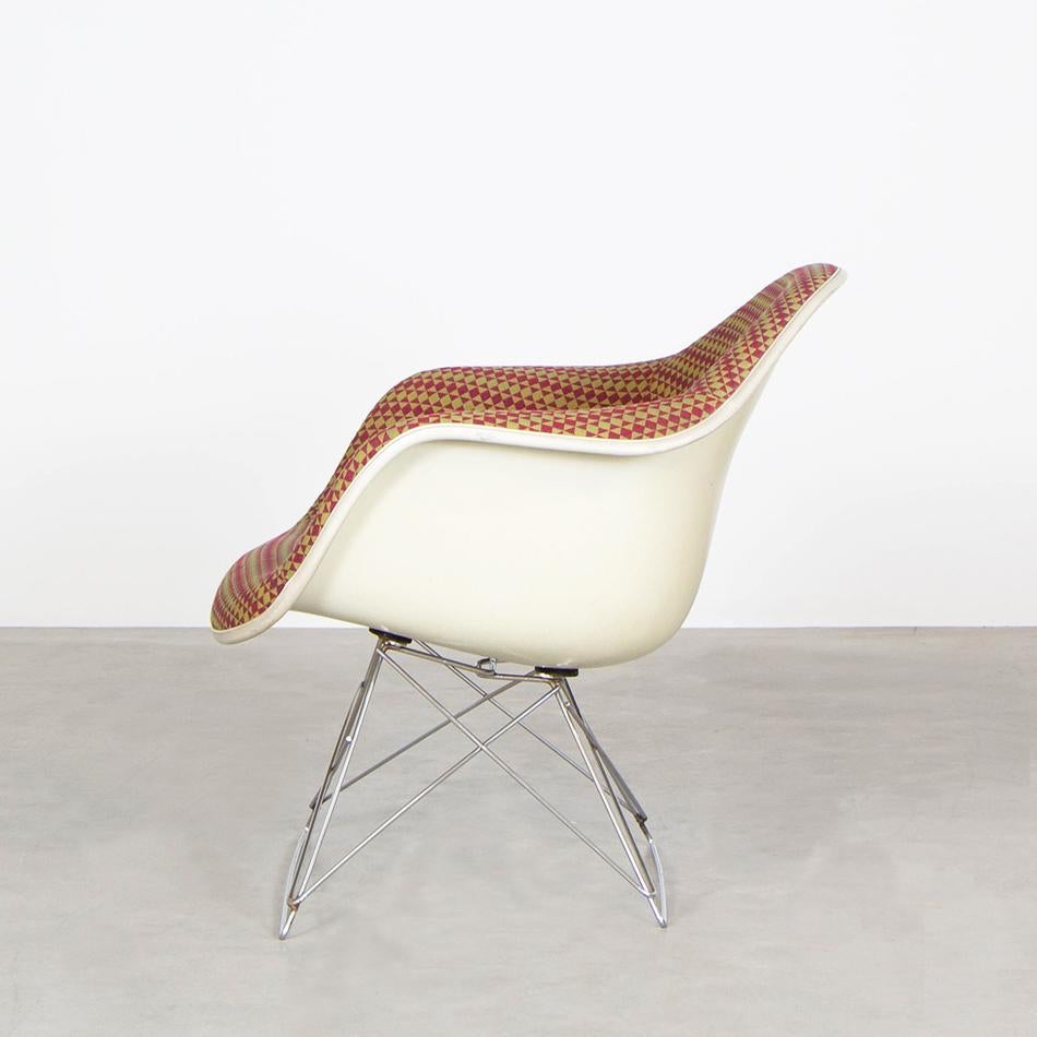 Metal Eames LAR Lounge Chairs with Original Alexander Girard Fabric, Herman Miller