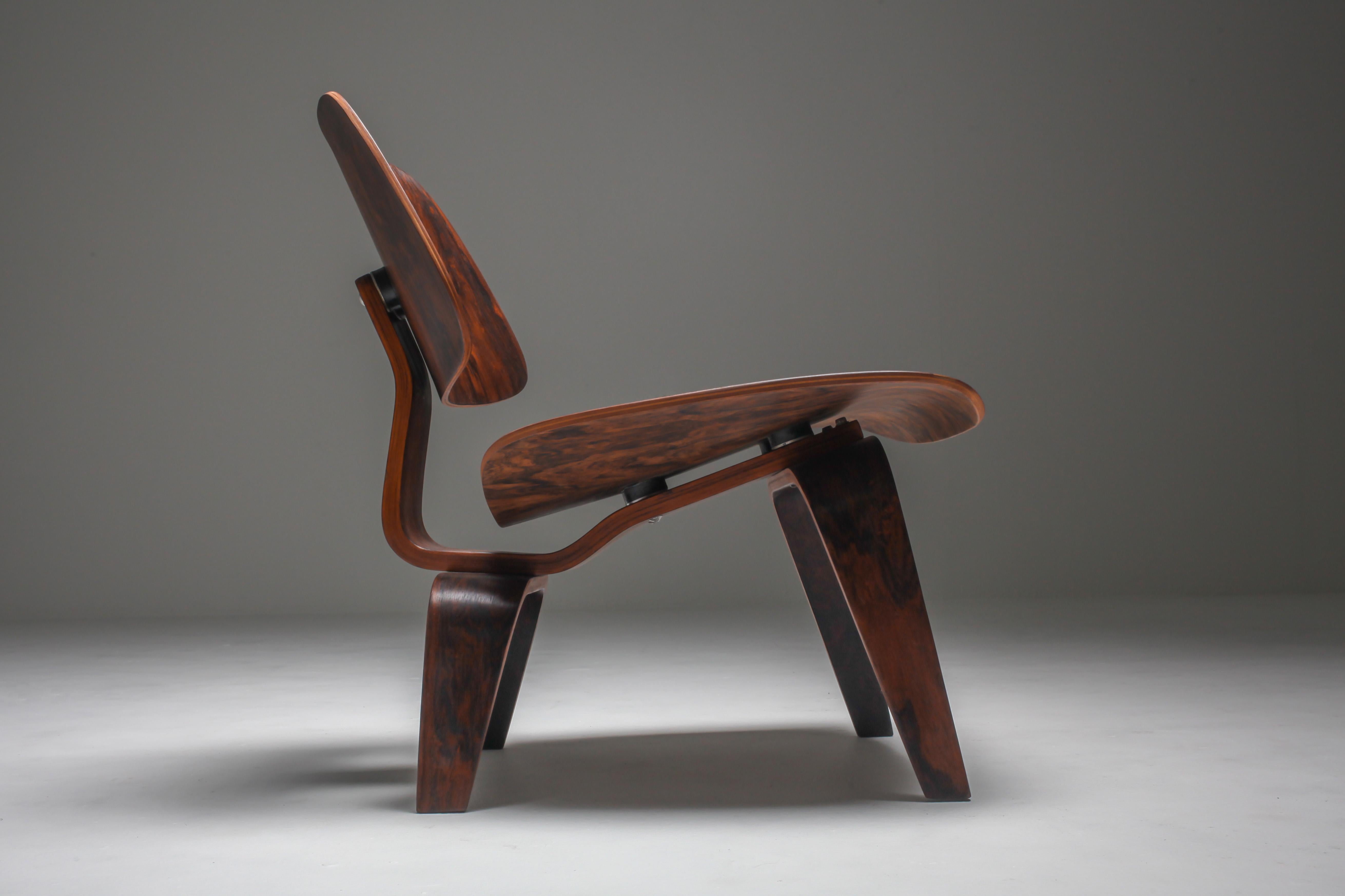 Aluminum Eames LCW Pre-Production, Lounge Chair in Rio Rosewood, USA, 1945