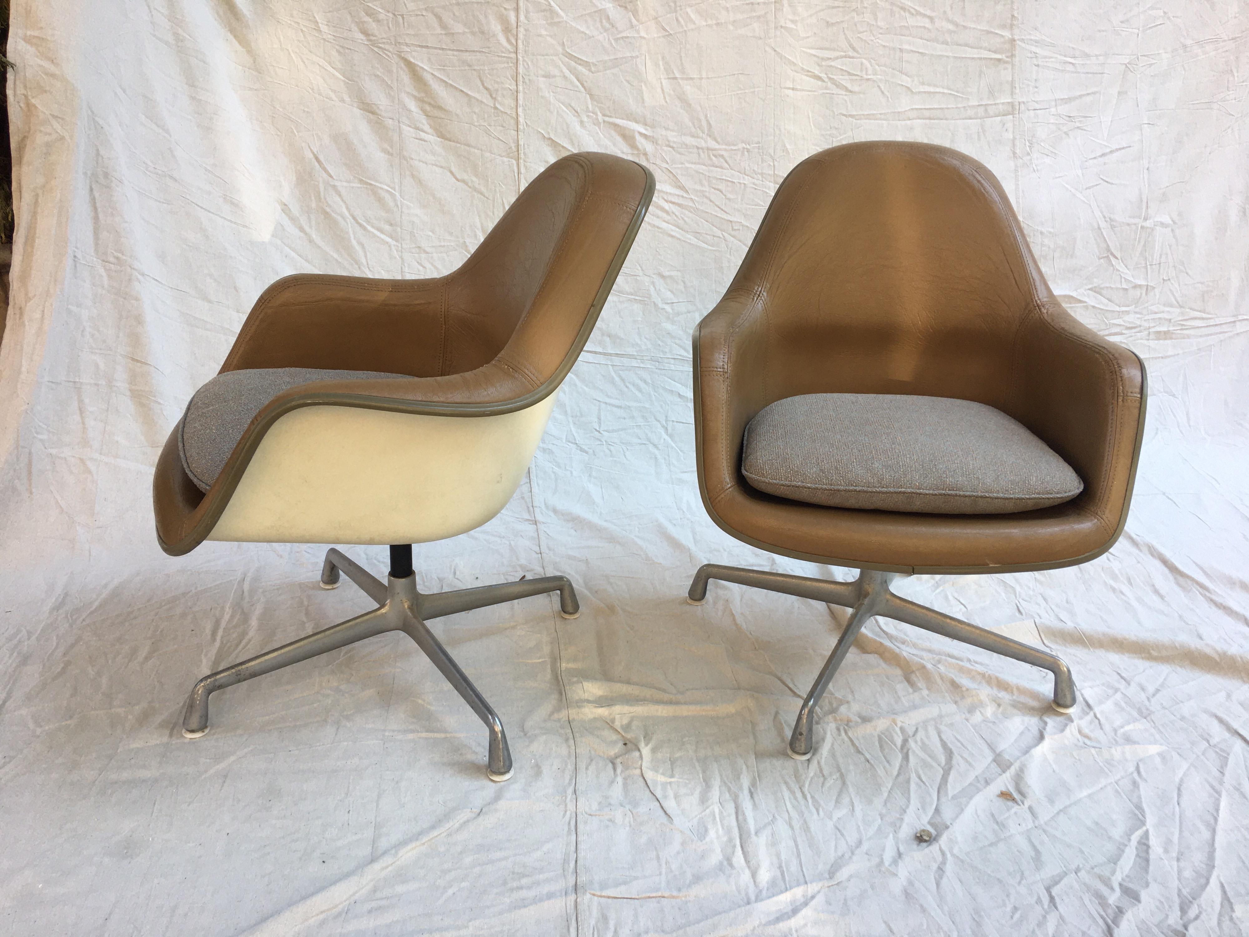 Mid-Century Modern Eames Leather High Back Chairs
