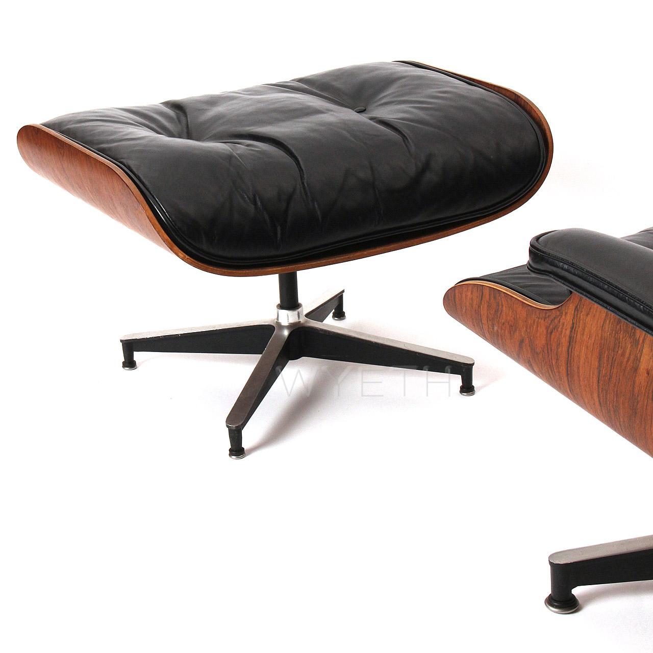 Mid-Century Modern Eames Leather Lounge Chair and Ottoman