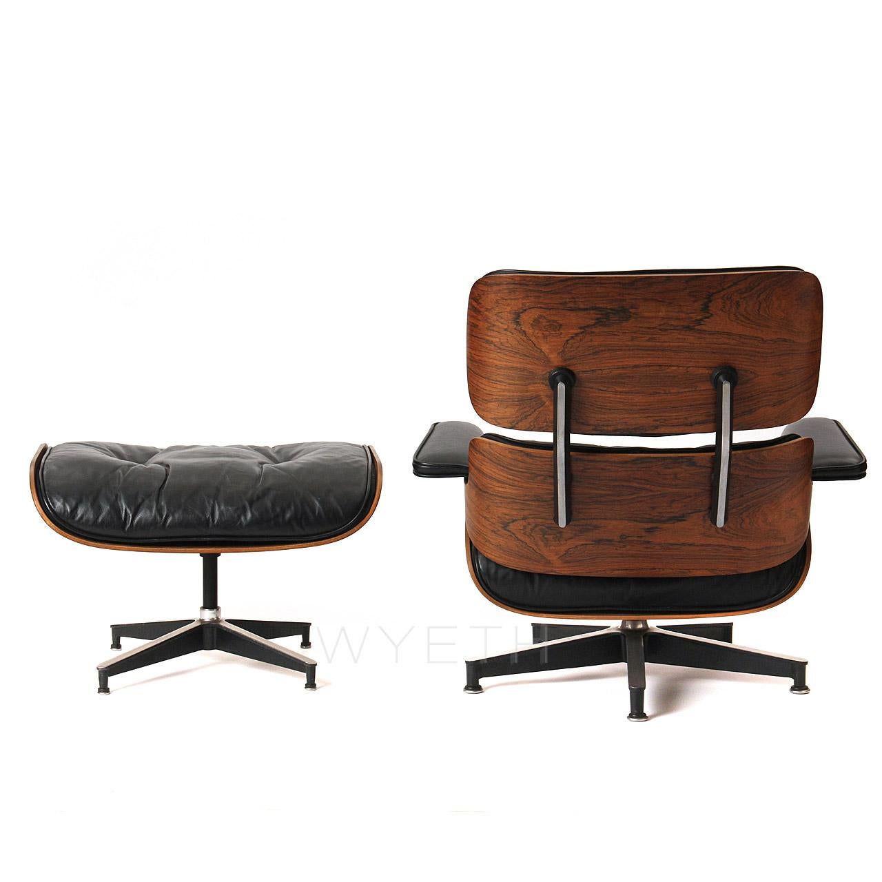 American Eames Leather Lounge Chair and Ottoman